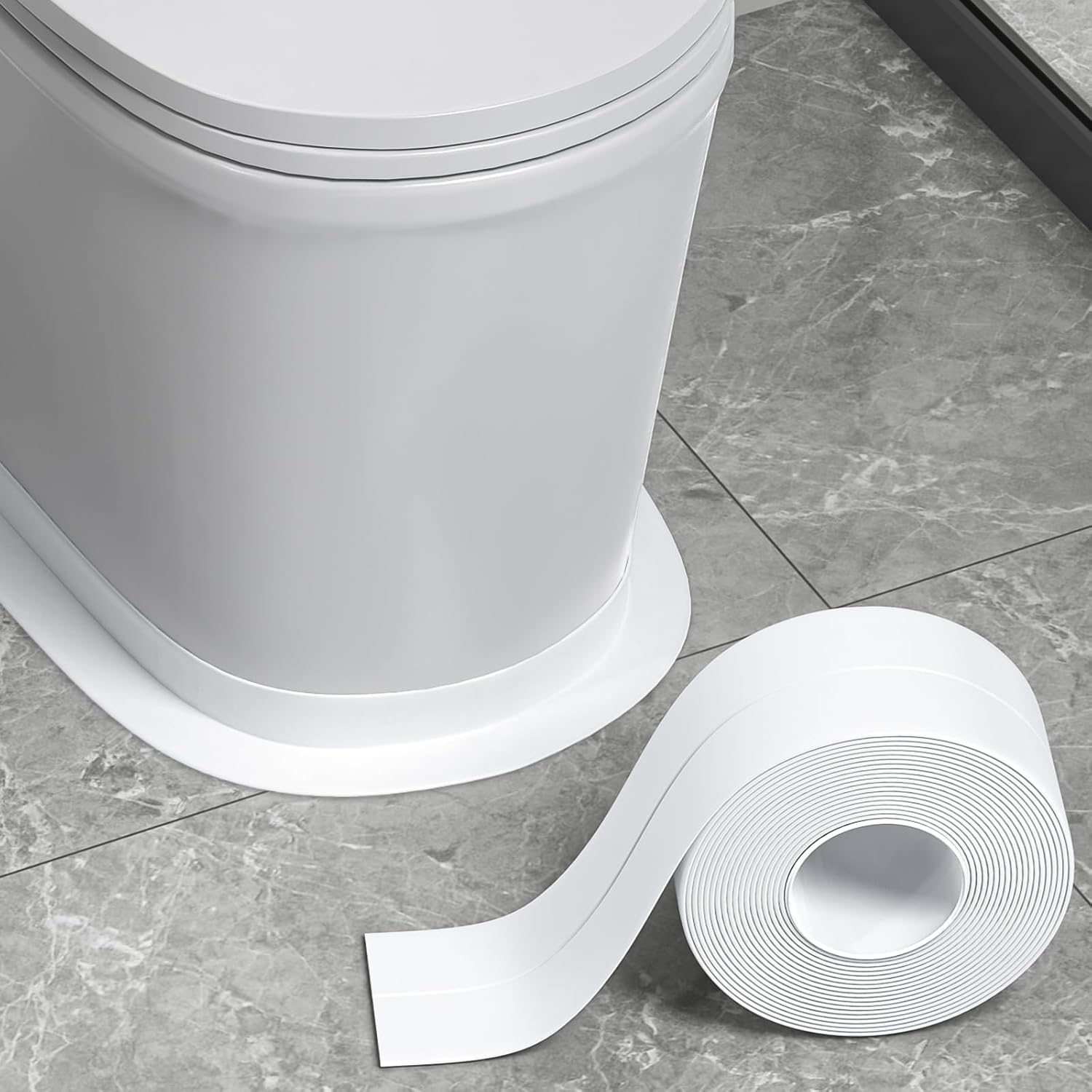 Fixmend Bath Sealant Strip, Bathroom Sealant, Caulk Strip, Waterproof Simple Seal Tape for Bathroom, Kitchen, Bathtub, Toilet, Wall Floor, with Sealing Tool (126in, White)