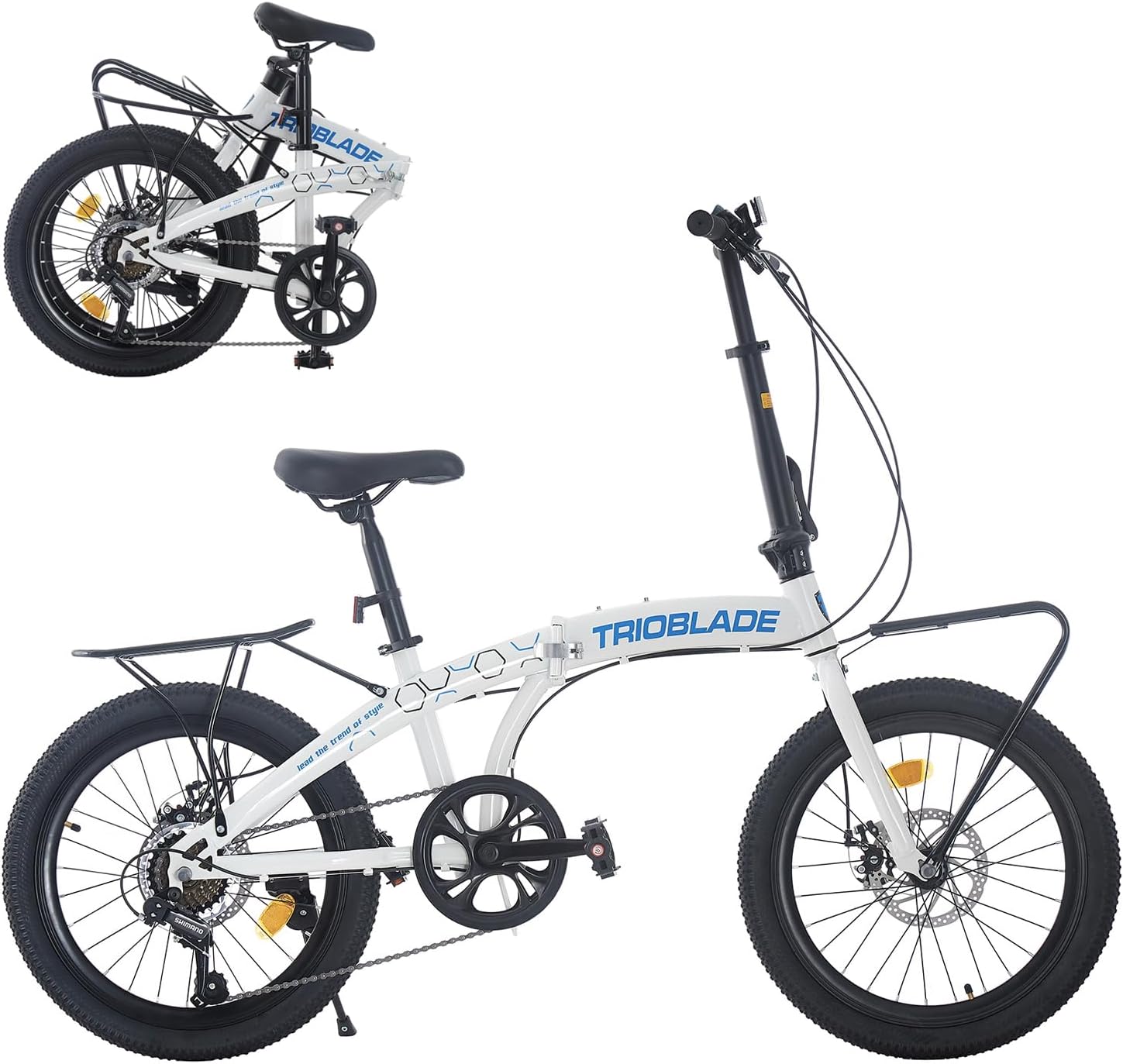 TRIOBLADE 20 Inch Folding Bike for Adult 7-Speed Shimano Drivetrain Folding Bicycle Lightweight Aluminium Frame Disc Brake Foldable Bikes for Women Men