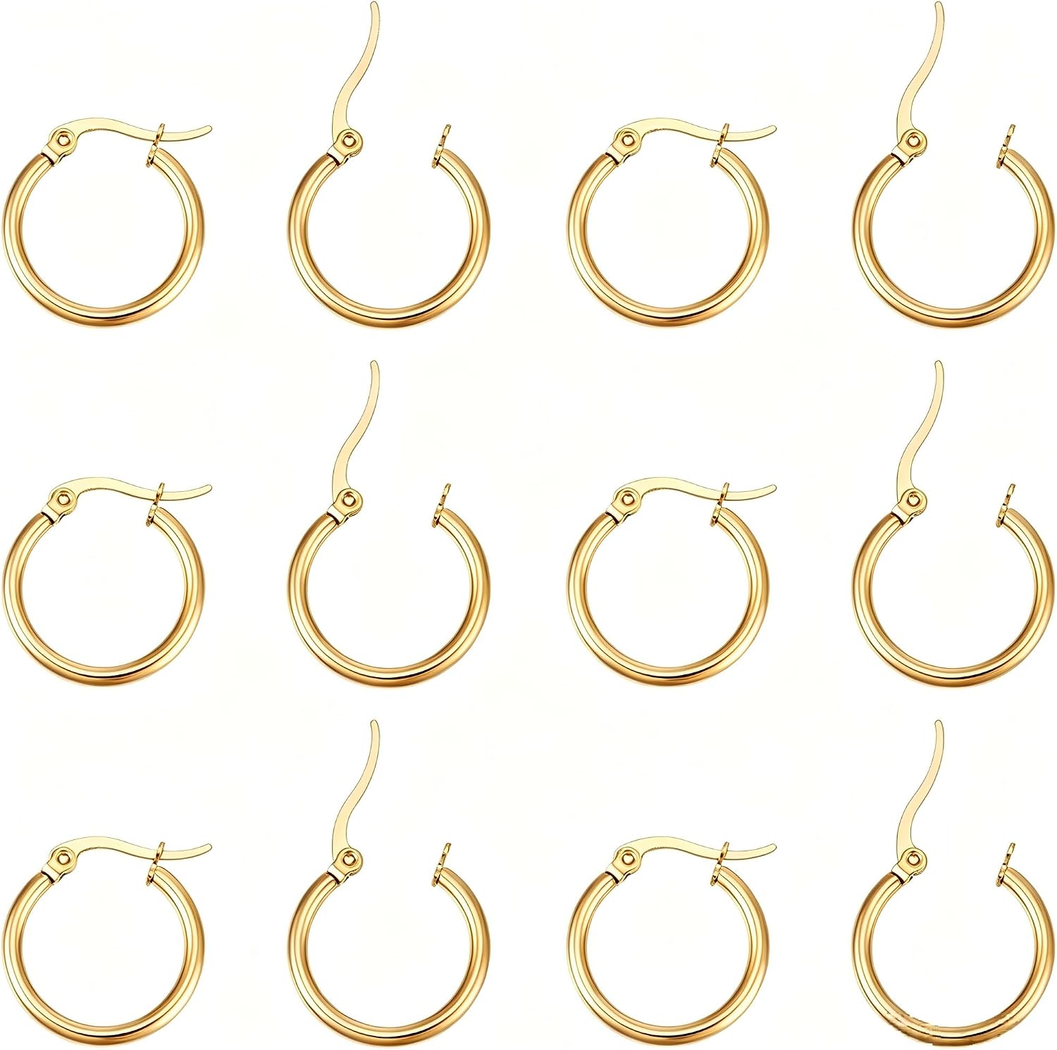 UNICRAFTALE about 12 Pairs Stainless Steel Huggie Hoop Earrings Cartilage Ear Cuff Gold Tiny Hoop Earring Mini Hoop Earrings Hugging Hoop Earrings Sleeper Earwires Components for DIY Earring Making
