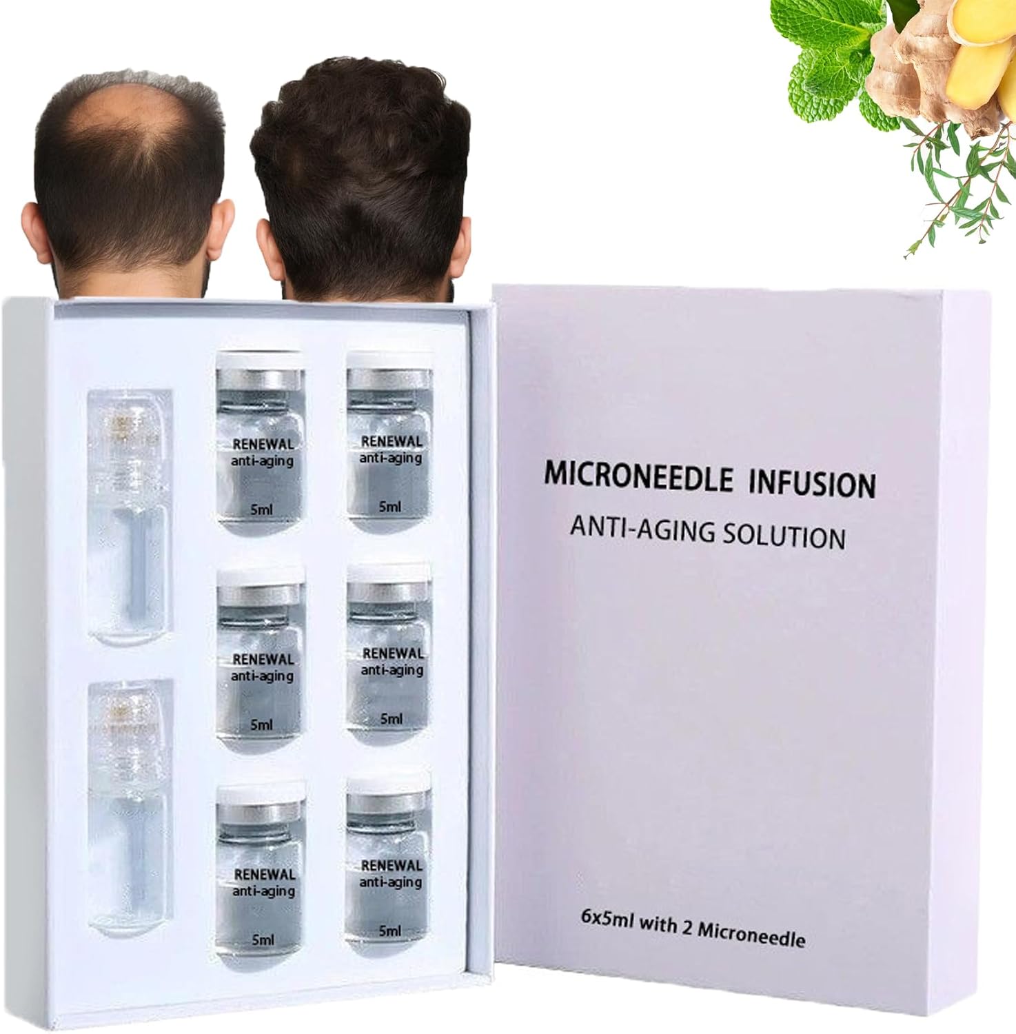 Hair Regrowth System - Microneedle Infusion Hair Regrowth Solution, Painless Micro-Infusion Technology, 100% Natural Ingredient Serum, Reactivates Hair Growth in 1 Week