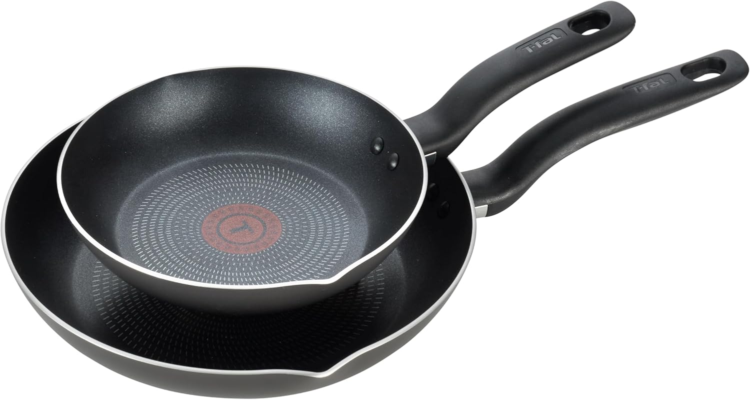 T-Fal Initiatives Non Stick Fry Pan 2 Piece Set, 8.5, 10 Inch, Oven Broiler Safe 350F, Cookware, Kitchen Cooking Set, Skillets, Frying Pans, Egg Pan, Omelet Pan, Pots and Pans, Dishwasher Safe, Black