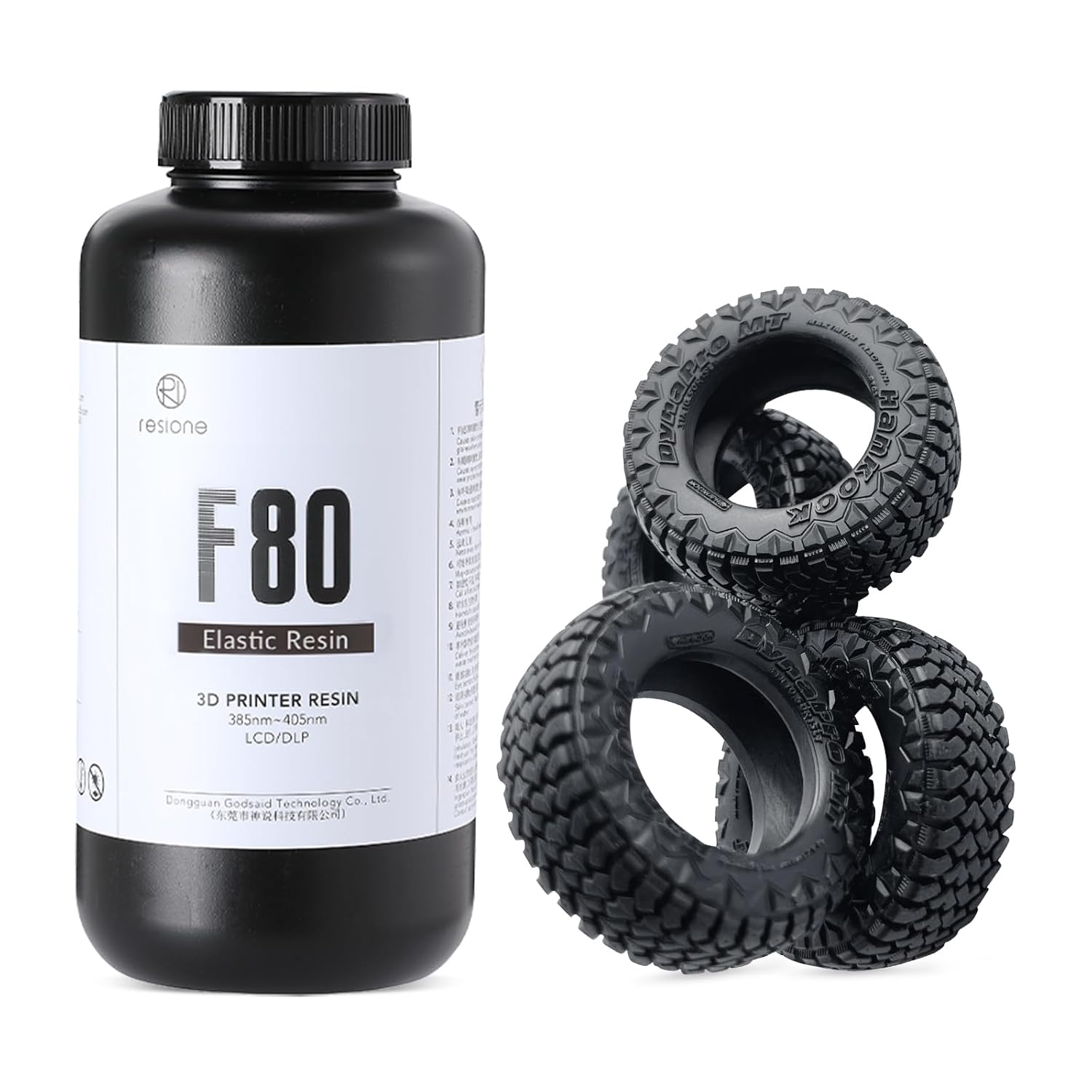 RESIONE 3D Printer Resin, F80 Elastic Resin 405nm UV-Curing Resin with High Elongation at Break High Resilience,Photopolymer Resin for LCD DLP MSLA 3D Printing (Black, 1000g)