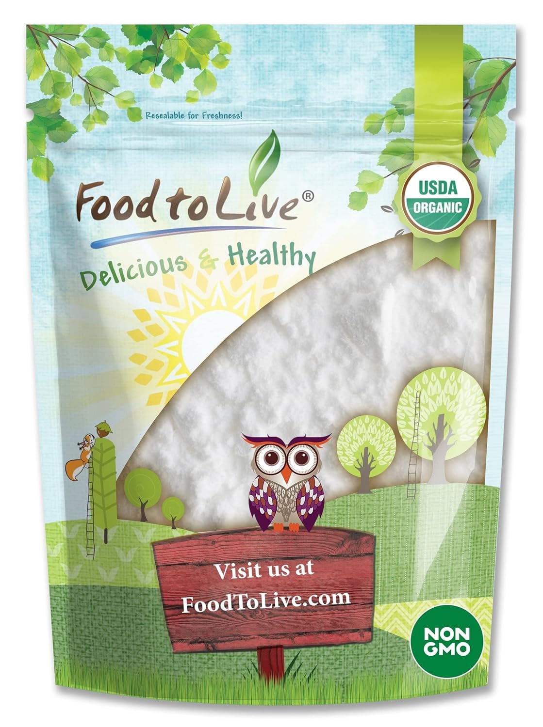 Food to Live Organic Arrowroot Flour, 2.5 Pounds – Non-GMO Powder, Fine Starch, Grain-Free, Vegan, Bulk. Rich in Dietary Fiber. Natural Food Thickener