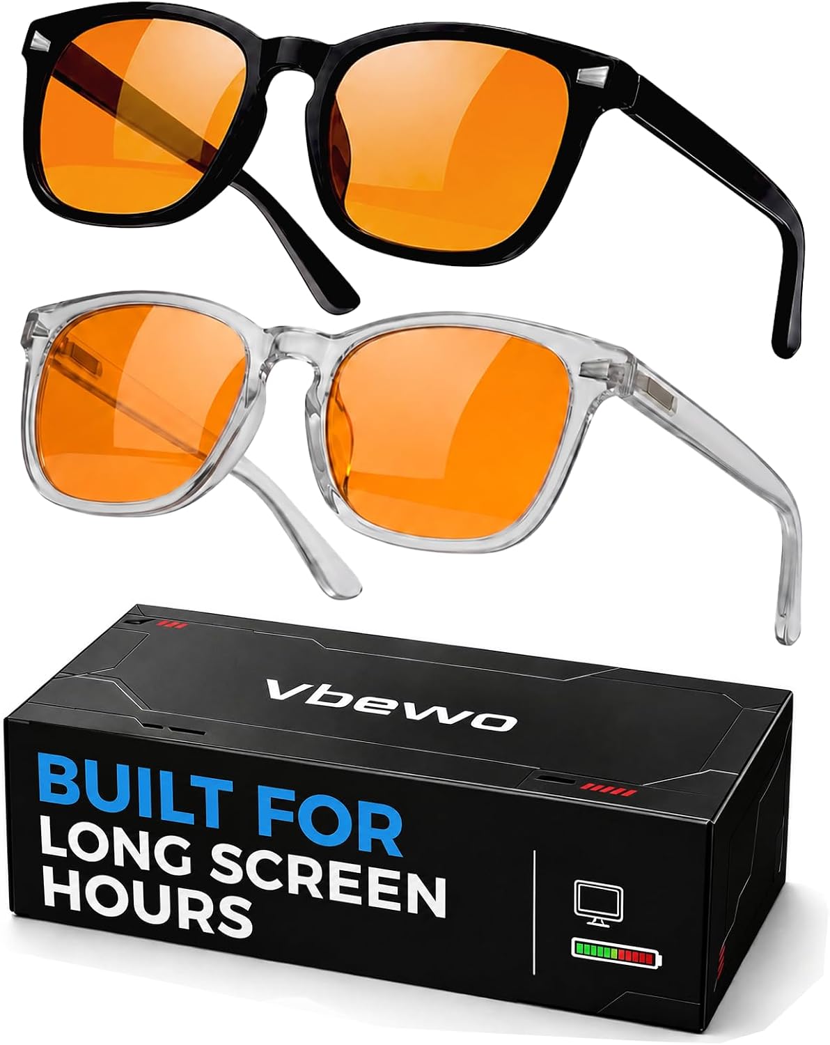 2 Packs Professional Sleep Glasses with 98.7% Blue Light Blocking