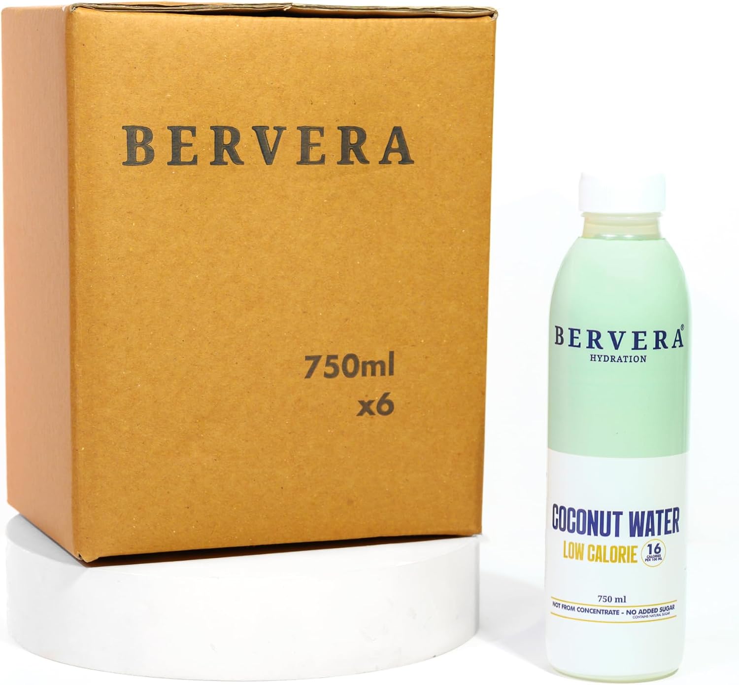Bervera 100% Pure Coconut Water Multi-Pack (6 x 750ml), Packed with Electrolytes & Potassium | Naturally Hydrating | No added Sugar (6 Pack)