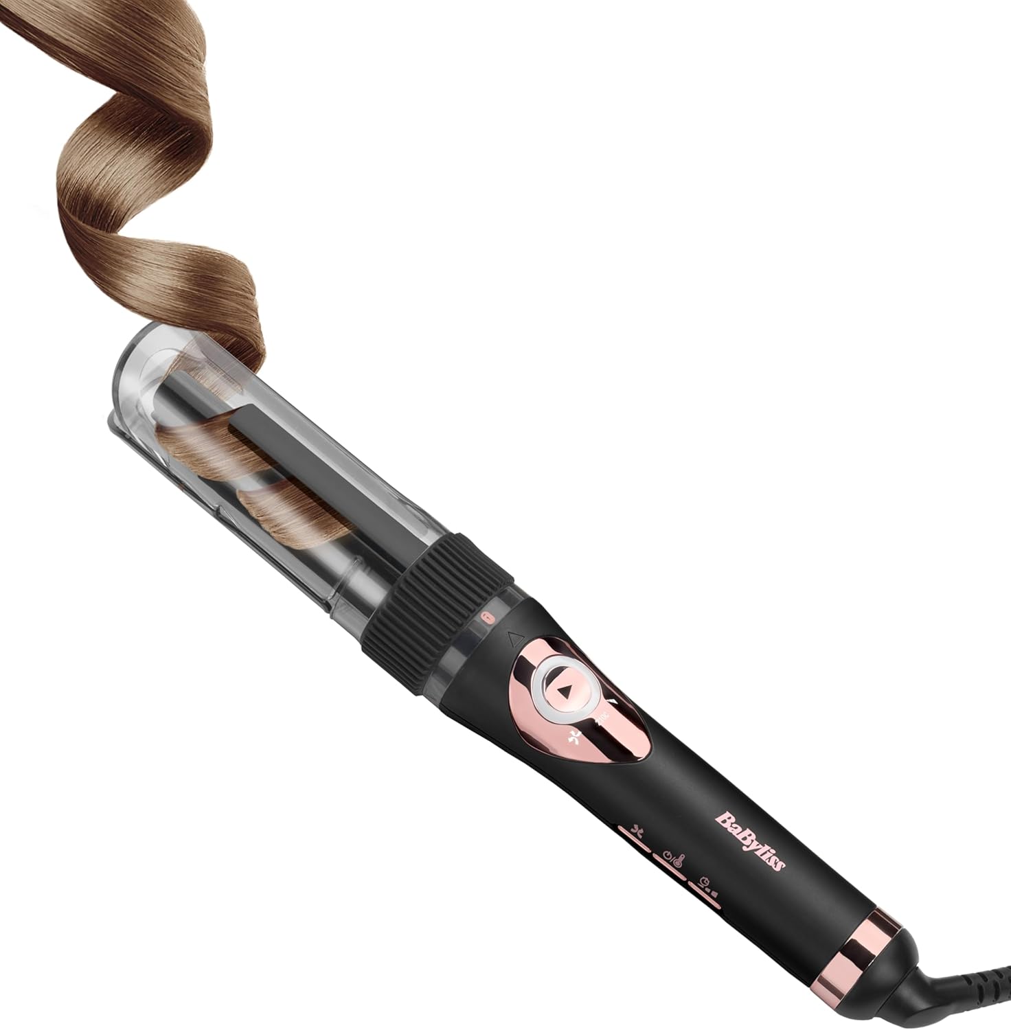 BaByliss Curl Secret Lite - Automatic Hair Curler, Easy Fast Hair Styling, 5 Heat Settings up to 210° - Black & Rose Gold, C1031U
