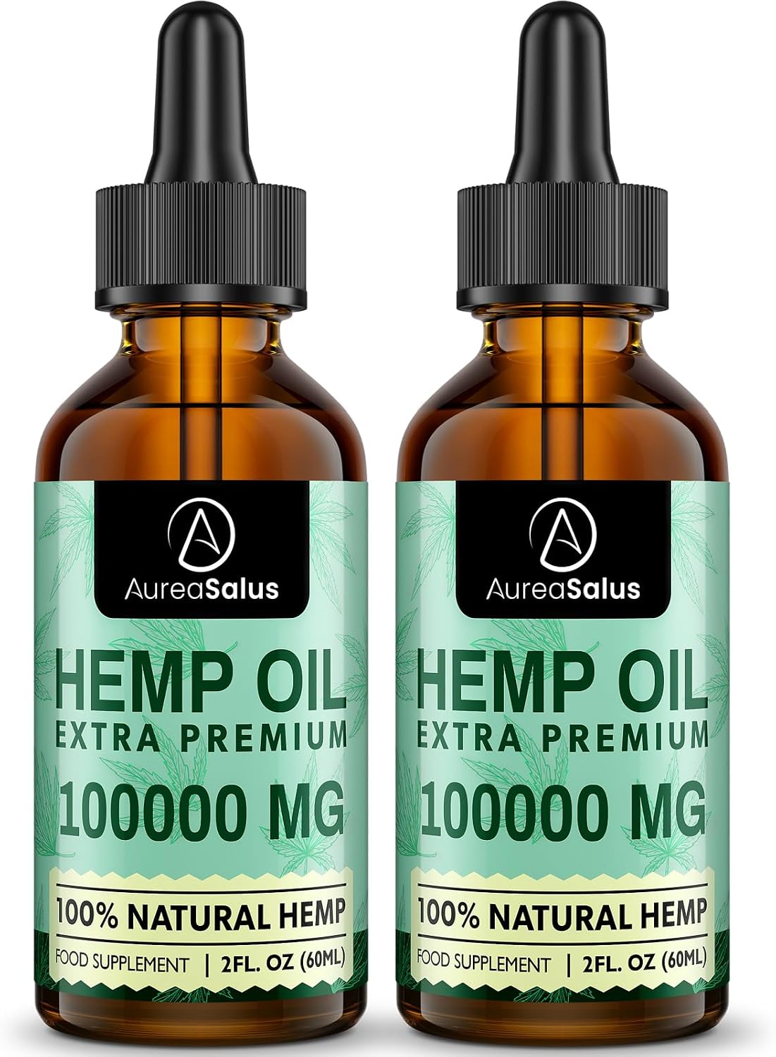 AureaSalus Premium Natural Oil 100000mg, 100% Natural Ingredients, Enrich Omega 3-6-9, Improve Sleep, GMO-Free (60 ml (Pack of 2))