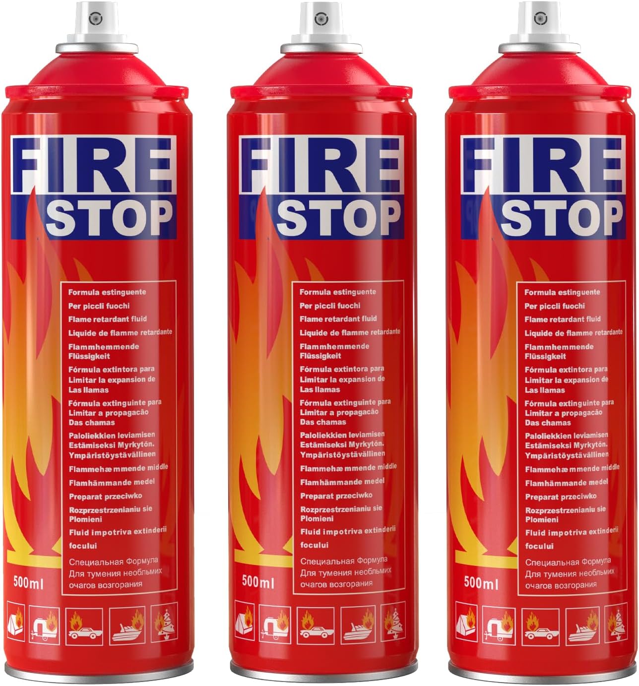 3-Pack Fire Extinguisher for Home, Car, Kitchen, Boat - Portable Small A, B, C, K Fire Extinguisher - 8-in-1 with Mounting Bracket