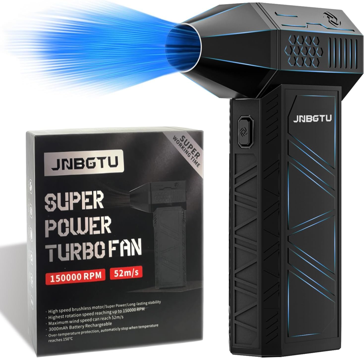 JNBGTU Jet Fan Mini Air Blower Turbo Fan, Compressed Air Duster PC Cleaner, 3-Speed Electric Air Dusters, Reusable Jet Dry Blower for Keyboard PC Deep Cleaning (X3)