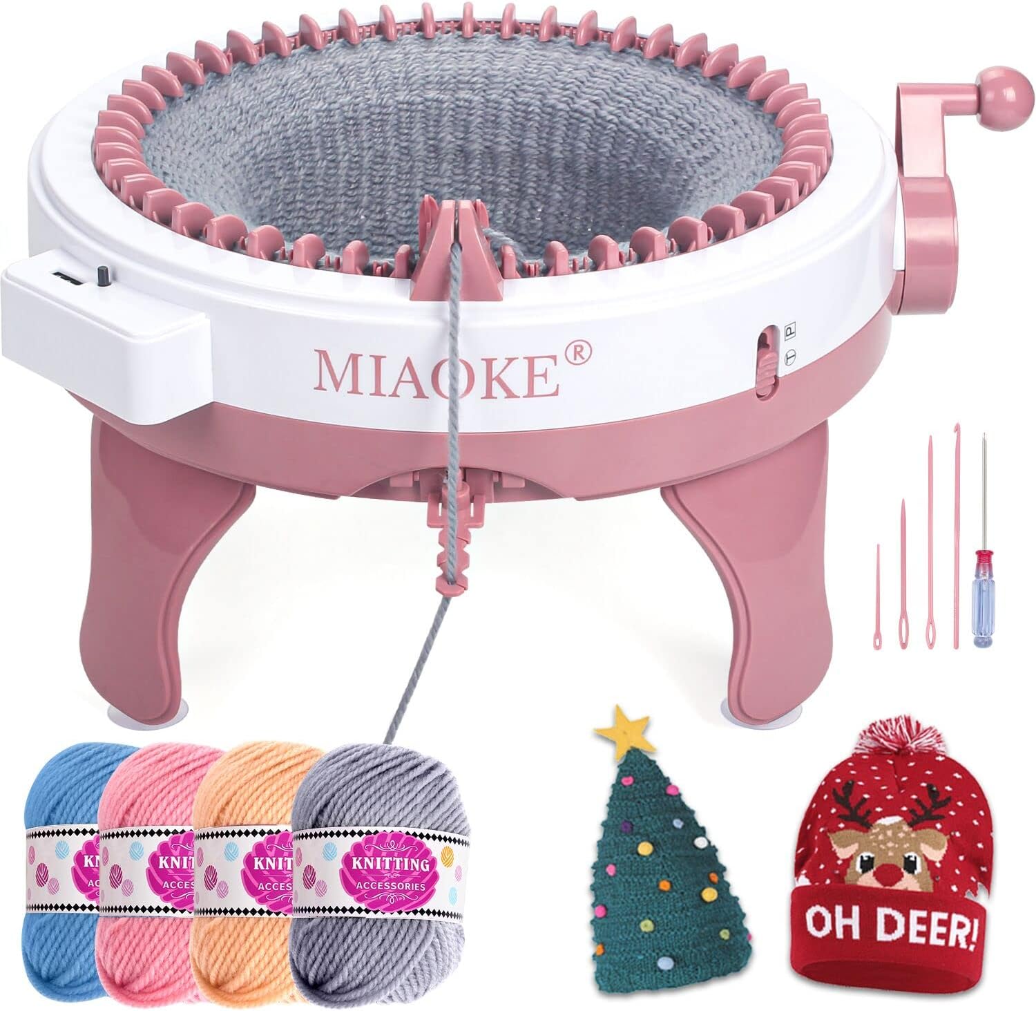 Knitting Machine, 48 Needles King Size Smart Weaving Loom Knitting Round Loom, Smart Knitting Board Rotating Double Knit Loom Machine, DIY Knitting Loom Machines Weaving Loom Kit for Adults Or Kids
