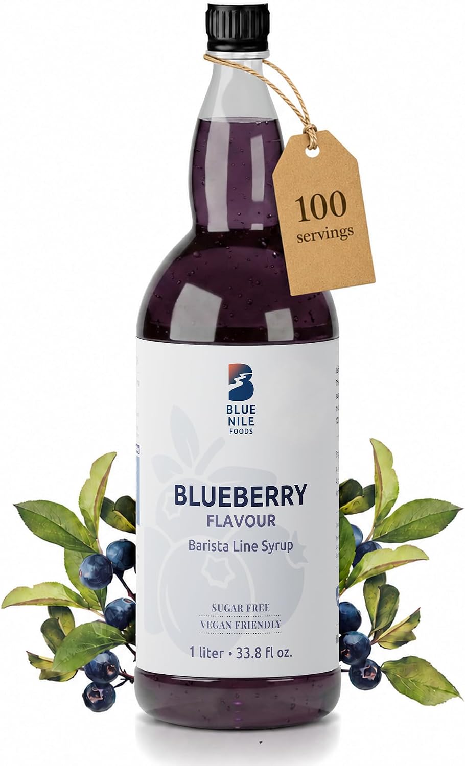 Blue Nile Foods Barista Blueberry Coffee Syrup, Zero Sugar Syrup, Keto Friendly Coffee Gift, Calorie/Sugar Free Coffee Syrups for Coffee Drinks (Hot/Iced), 1L (Blueberry)