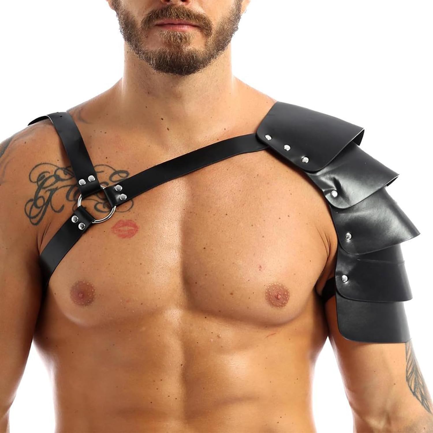 XINCHIA Retro Medieval Leather Punk Knight Viking Armor - Adjustable Shoulder Guard for Women & Men (Double/Single)