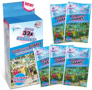 WOWMAZING Bubble Concentrate Solution (up to 4 Gallons) - Big Bubbles (5 Pouches of Bubble Refill) – Just Add Water – Made in USA…