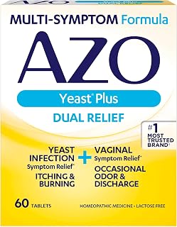 AZO Yeast Plus Dual Relief Tablets, , FSA/HSA Eligible, Yeast Infection and Vaginal Symptom Relief, Relieves Itching & Burning, 60 Count