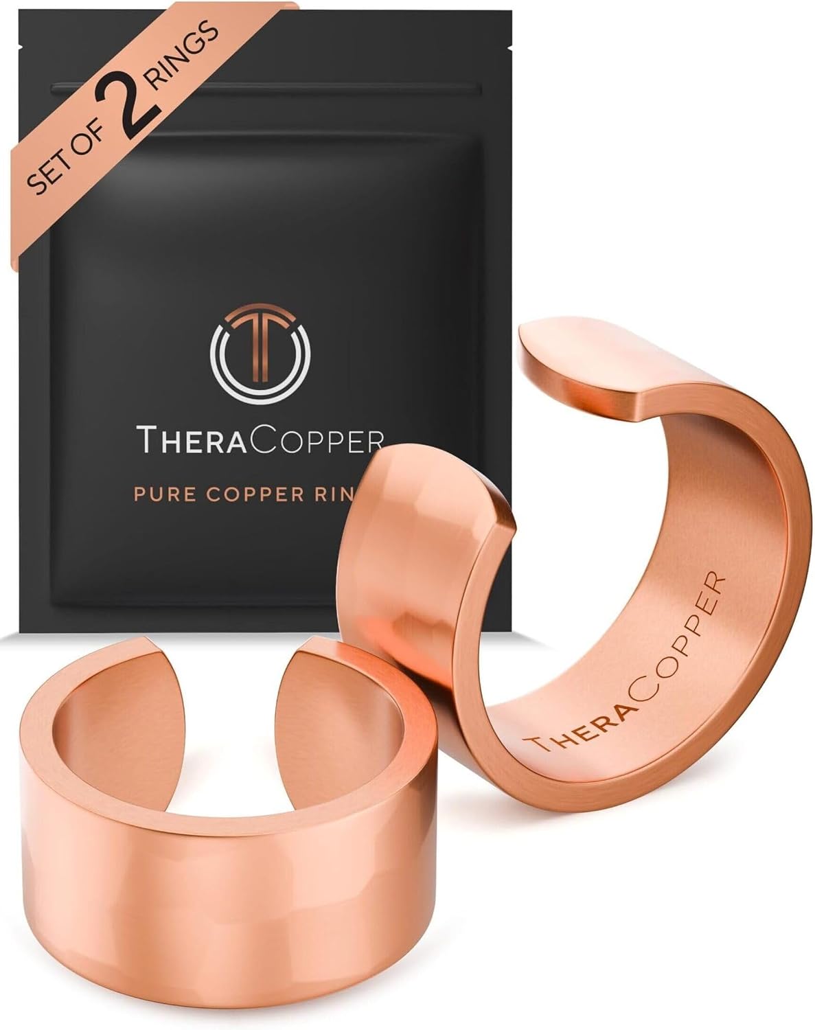 TheraCopper Pure Copper Rings for Women & Men, 2-Pack