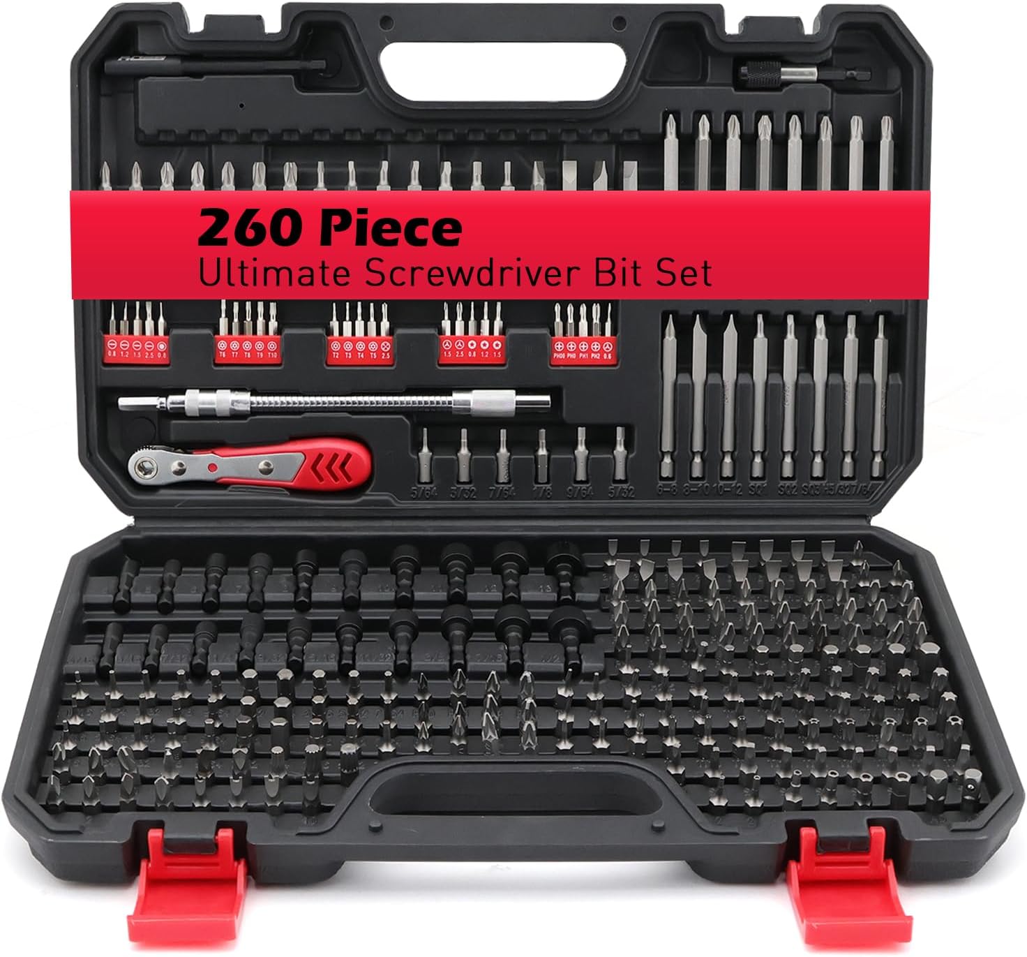 260-Piece Ultimate Precision Screwdriver Bit Set, Premium Security Bit Set Includes Magnetic Security Bits, Nut Driver, Ratchet Wrench and Bits Holder