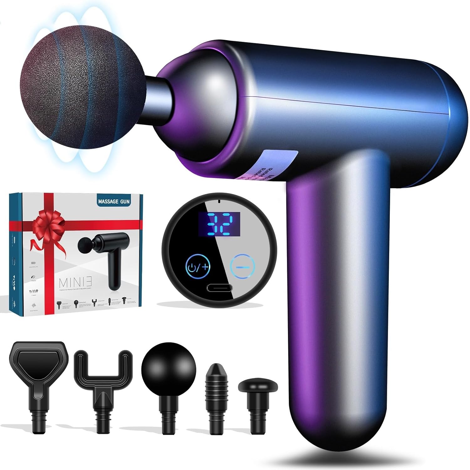 Massage Gun Deep Tissue Muscle Massager, Electric Handheld Percussion Sports Massager Gun,Muscle Massage Guns for Foot Neck Back Leg Shoulder, Mothers Day Gifts for Mum Birthday Gifts for him/her/Men