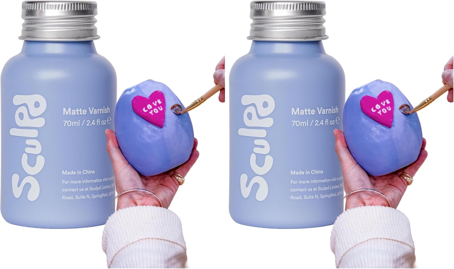 Sculpd Clear Varnish for Air Dry Clay - Premium Clear Matte Finish For Pottery & Acrylic Paint - Waterproof, Scratch Resistant, Colorless Ceramic Sealer - Hobbies Arts & Crafts DIY (70ml) (Pack of 2)