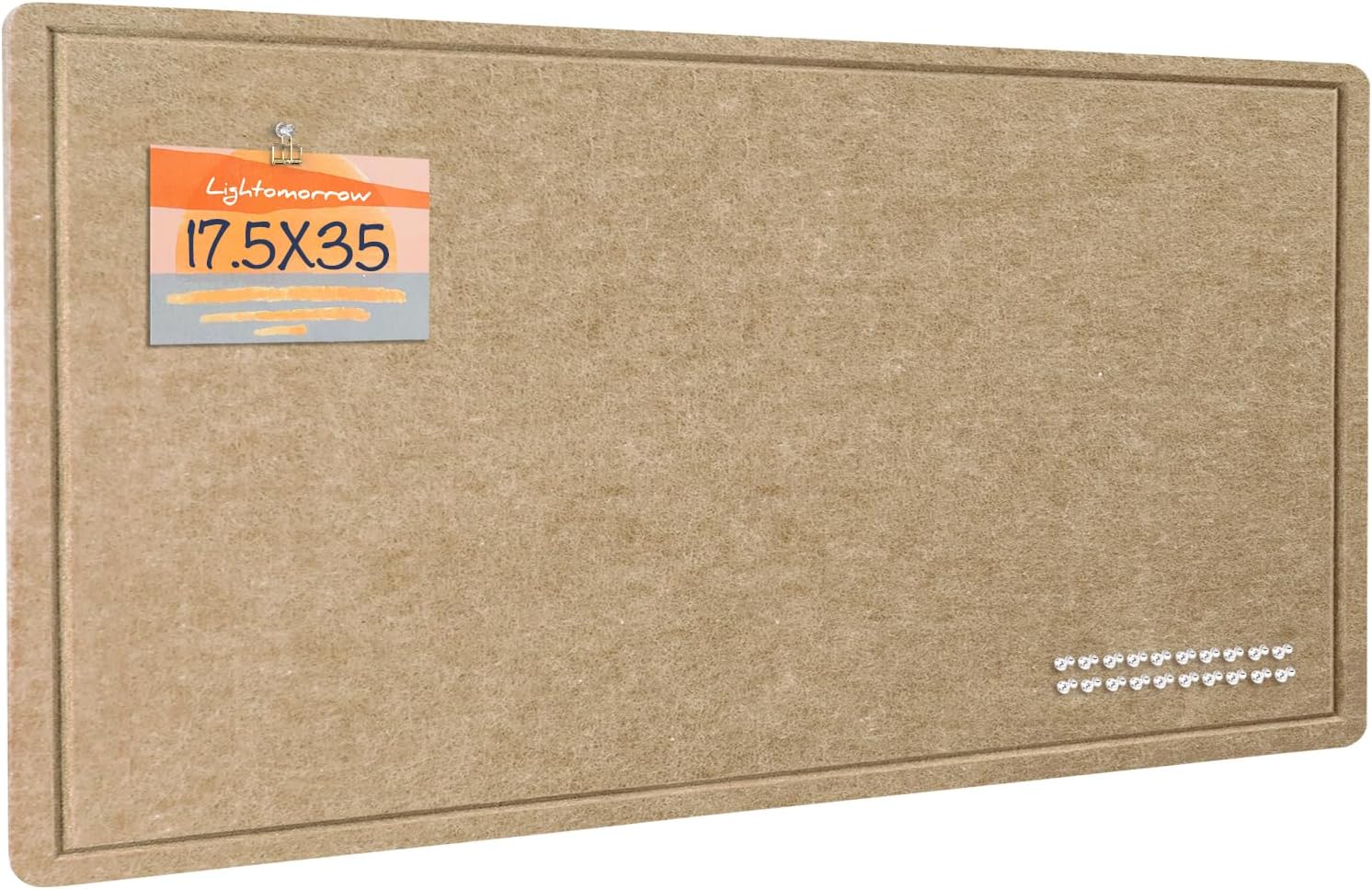 Lightomorrow Bulletin Board, 35 x 17 1/2 inches Felt Board - Decorative Pin Board, Cork Board Alternative for Wall, Foldable Self-Adhesive Vision Board Prayer Board with 20 Pushpins-Desert Brown