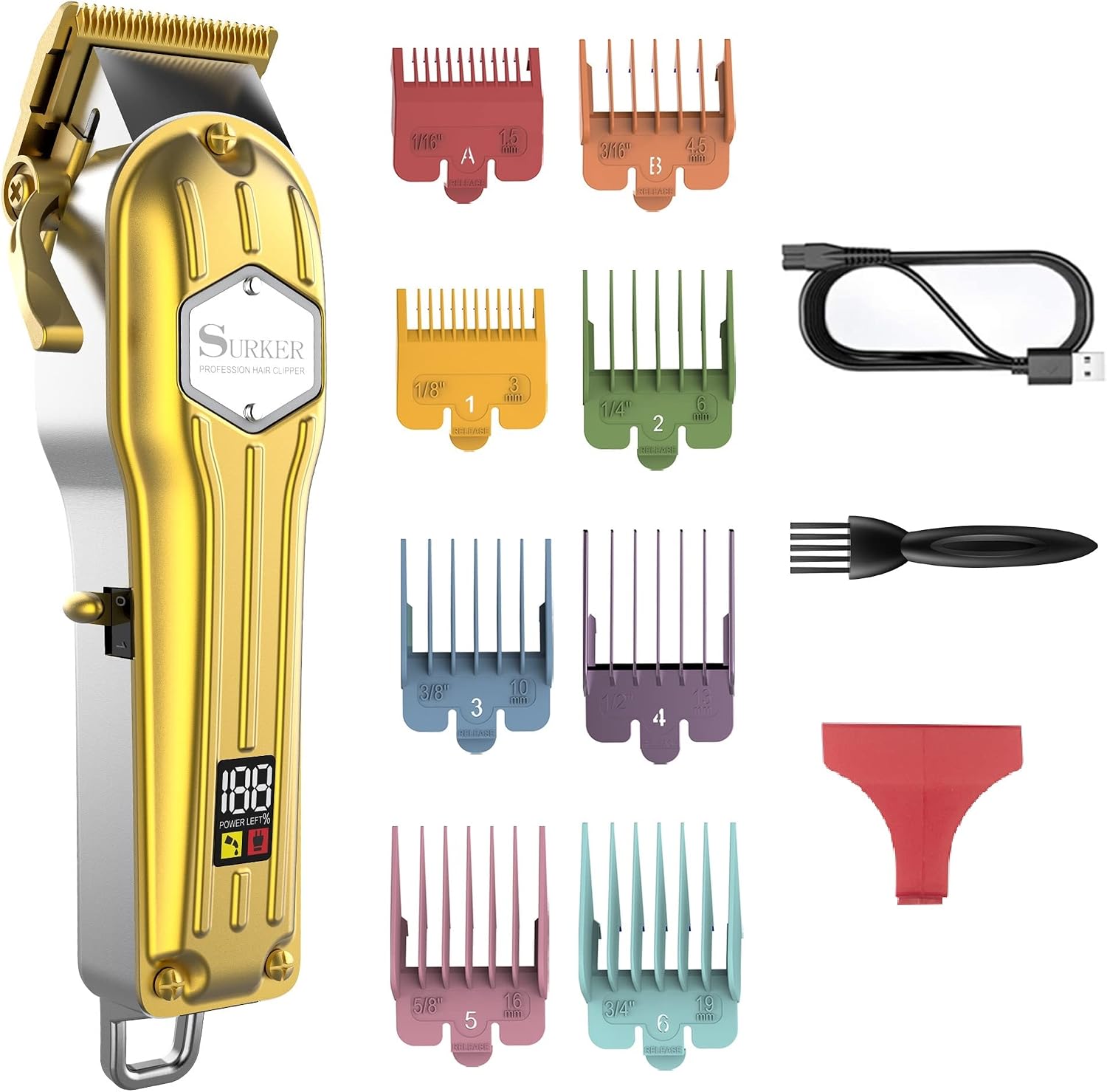 SURKER Hair Clippers for Men - Barber Hair Cut & Beard Trimmer Grooming Kit - Professional Rechargeable Cordless Quiet