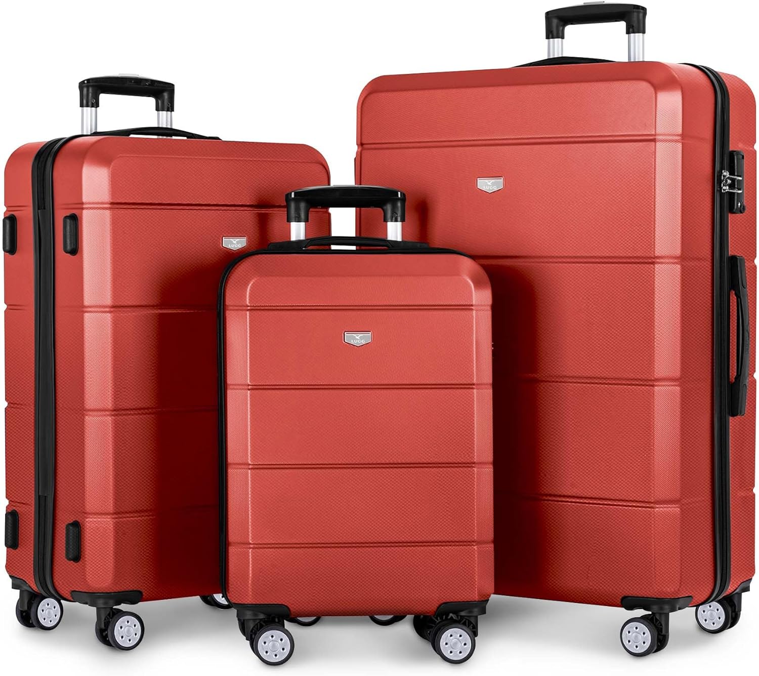 LUGG Travel Suitcase Set - Jetset 3-Piece Hard Shell Luggage, 20" 25" 29 Strong & Lightweight with Secure TSA Lock, Smooth 360° Wheels, Internal Pockets - Airline Approved