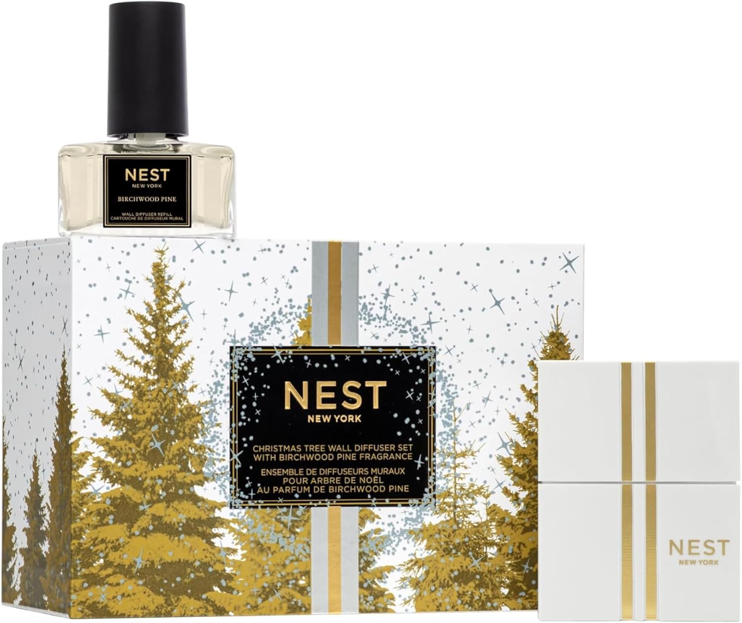 NEST New York Wall Diffuser Set, Birchwood Pine - Includes 1 Diffuser Unit + 1 Refill - Up to 30 Days of Continuous Scent - Cruelty Free, Vegan - Made in USA