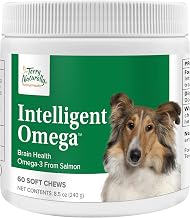 Terry Naturally Animal Health Intelligent Omega - 60 Soft Chews - Omega 3 from Salmon for Dogs - Promotes Brain & Eye Health - 60 Servings