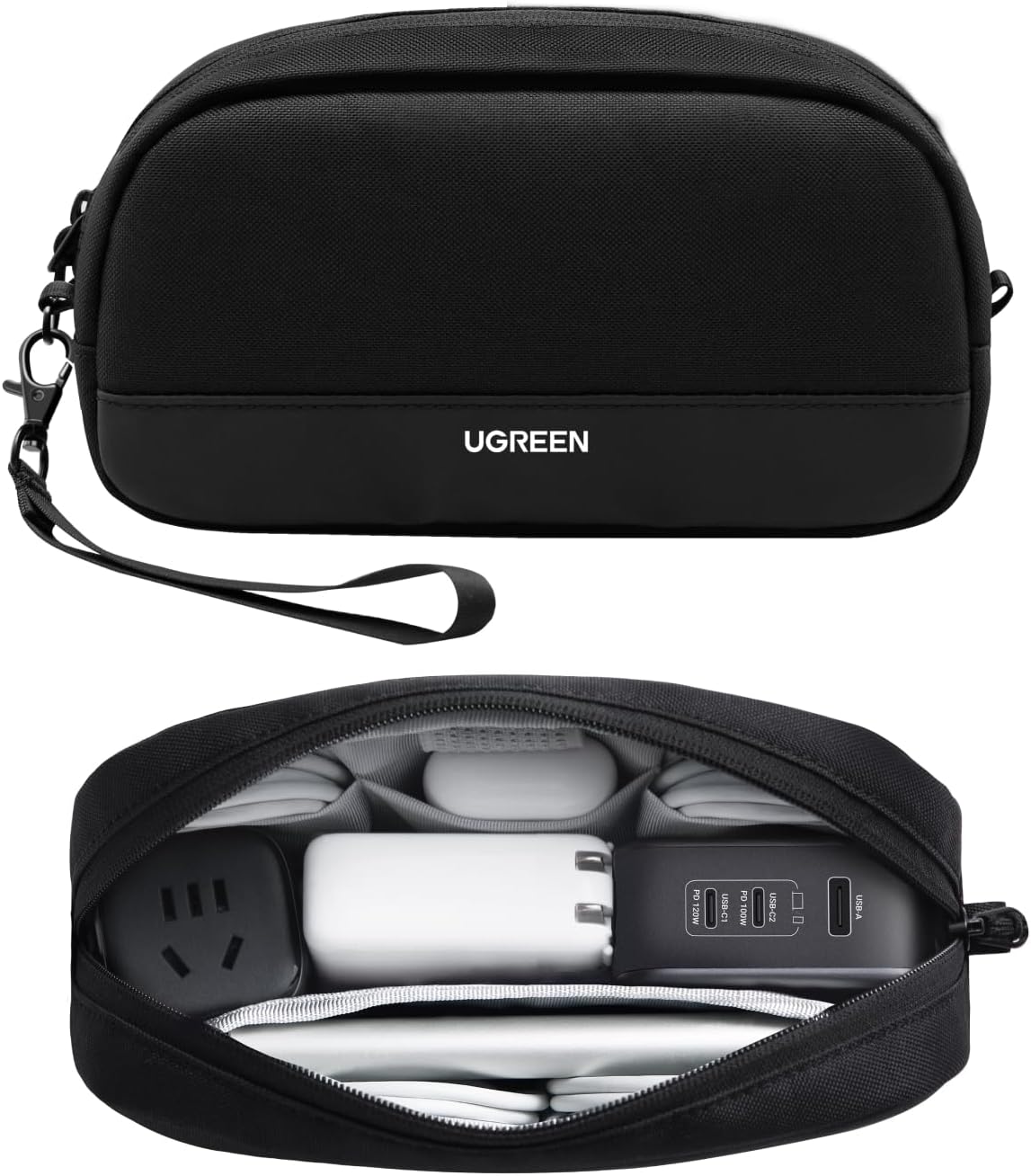 UGREEN Electronics Organizer Travel Case Bag Multifunctional Organizer Carrying Case for Cables, Cord, SD Card, Earbuds, Charger, USB Adapter, Electronic Accessories Small Size