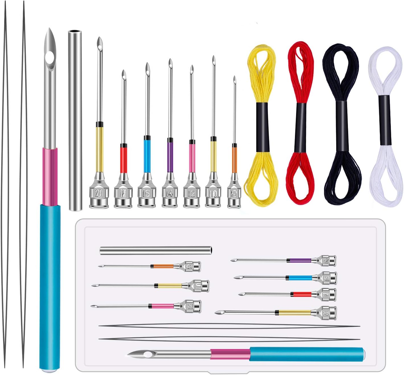 Mayboos 15 Pcs Punch Needle Kit, 8 Sizes Embroidery Punch Needle
