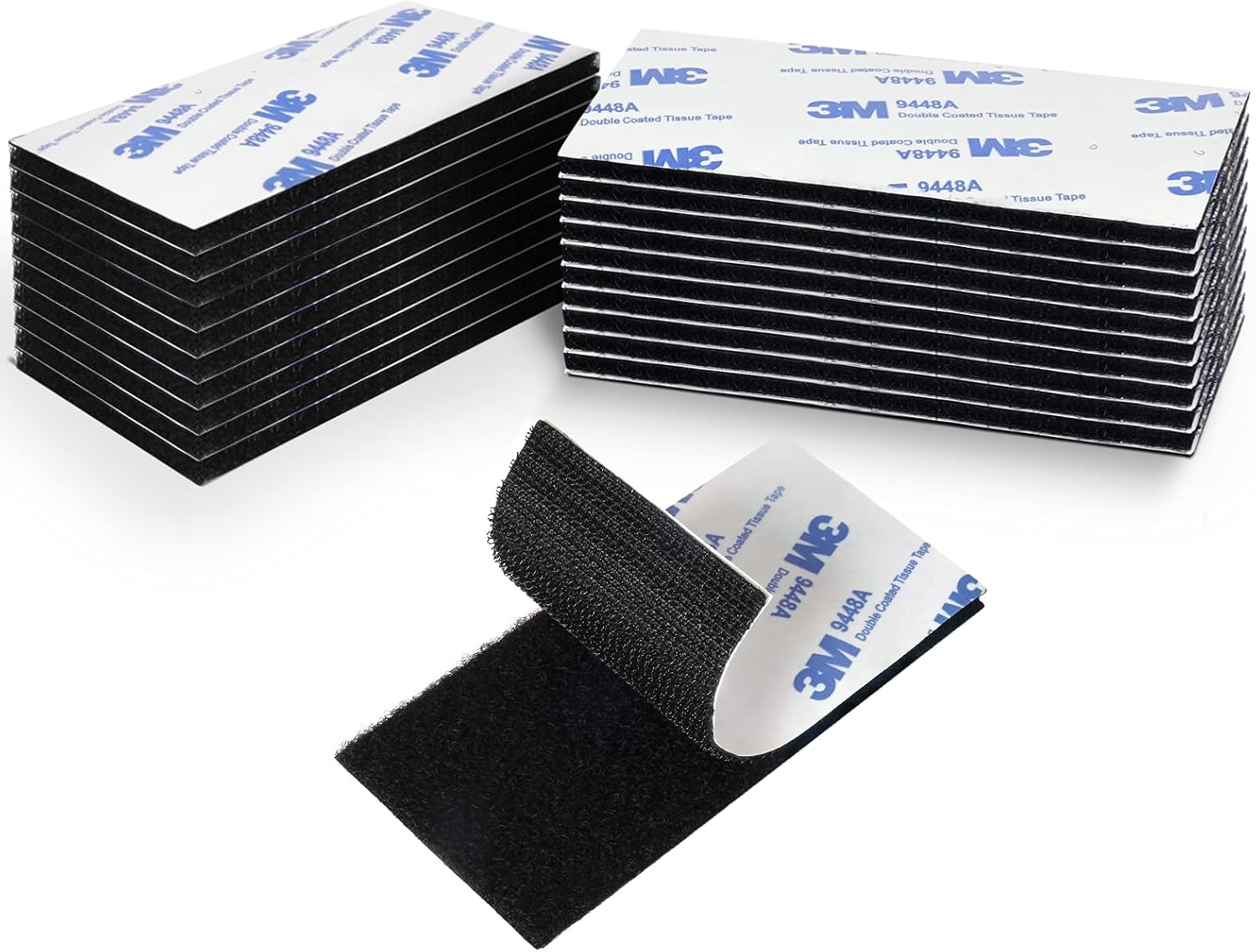 Hook Loop Strips with Adhesive Industrial Strength Sticky Back Fasteners Hook and Loop Strips for Mounting, Hanging, or Organizing Items Indoors or Outdoors | Black, 2 X 4 inch 12 Pairs |