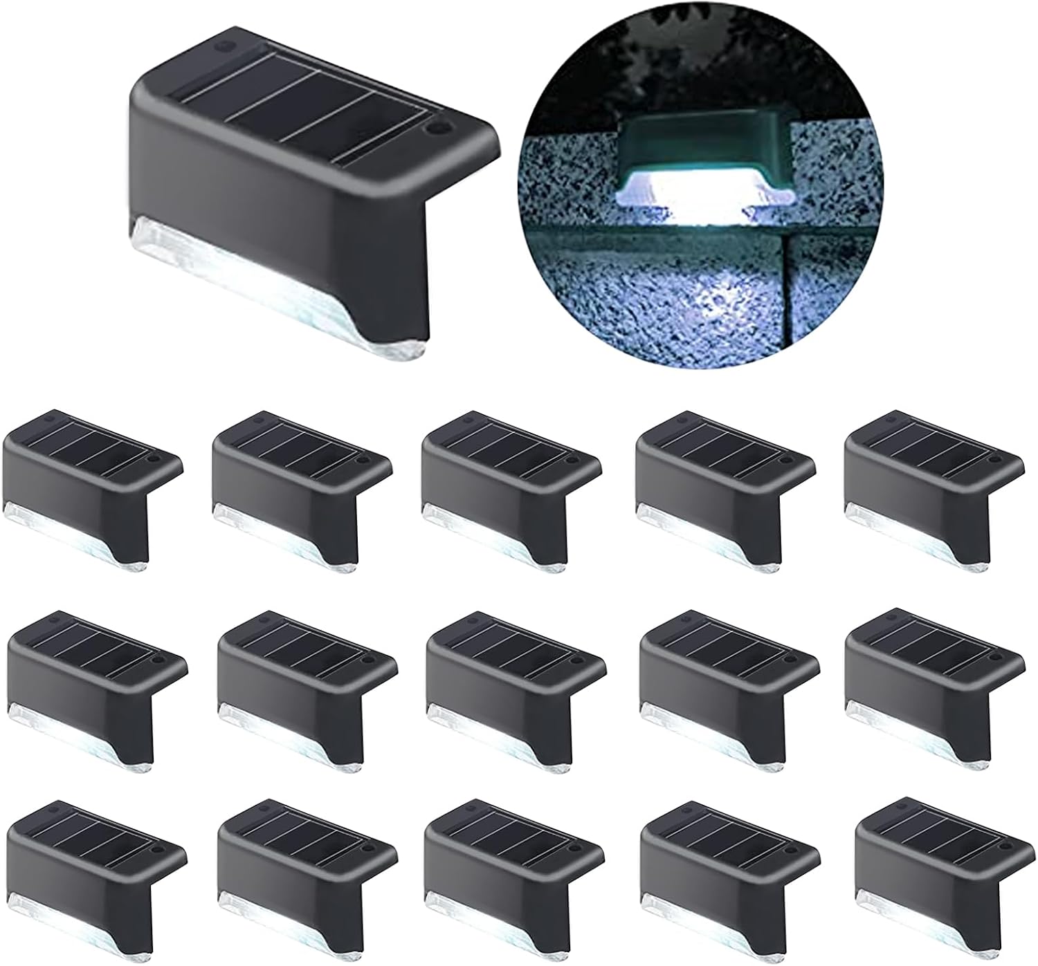 Solar Pool Light Cold White(16 Pack), Deck Lights Outdoor Waterproof Led, Solar Step Lights