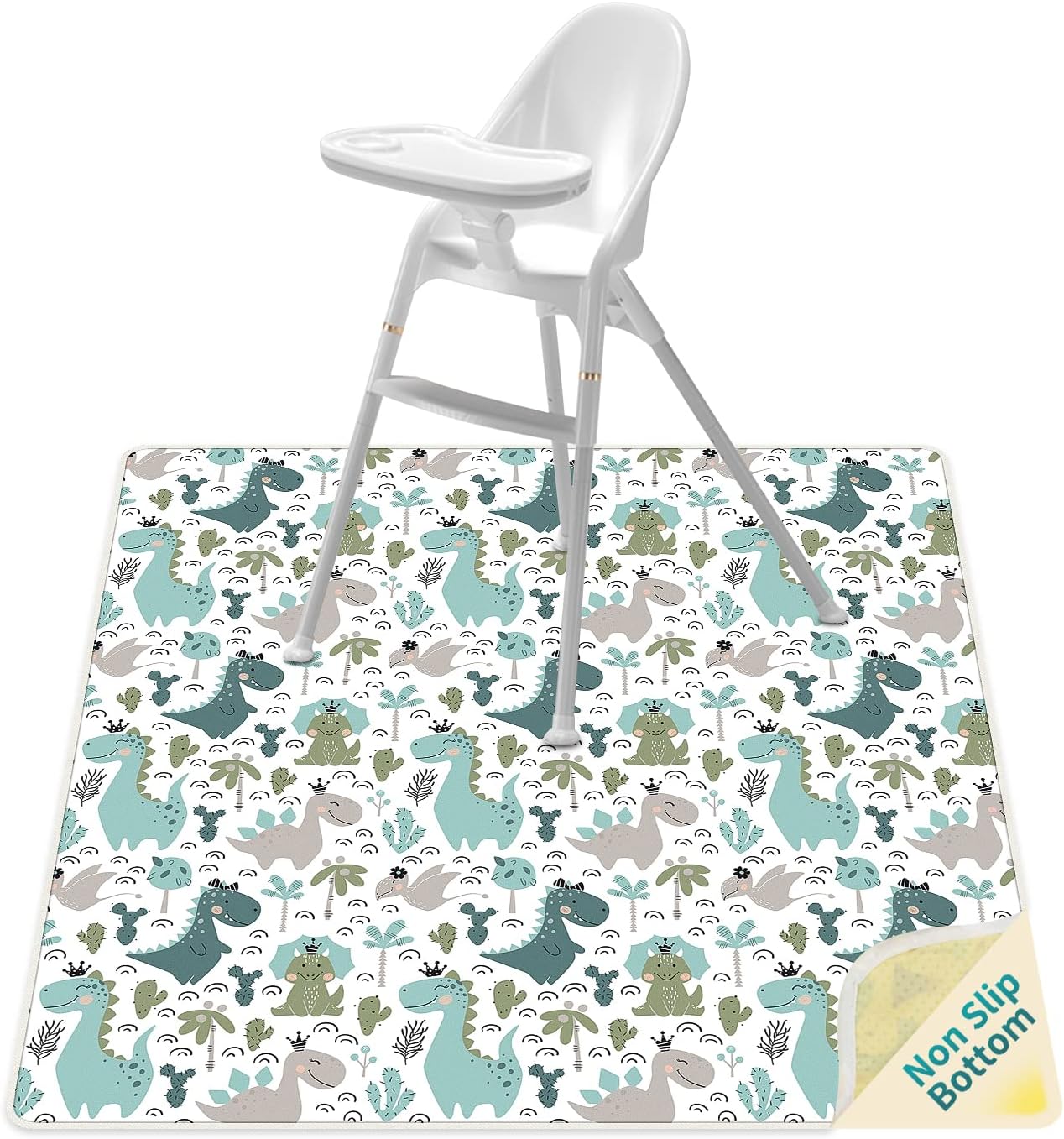 Splash Mat for Under High Chair 43.3", Anti Slip Baby Feeding Mat for Dropping Food, Waterproof Splat Mat for Art, Crafts,Playtime