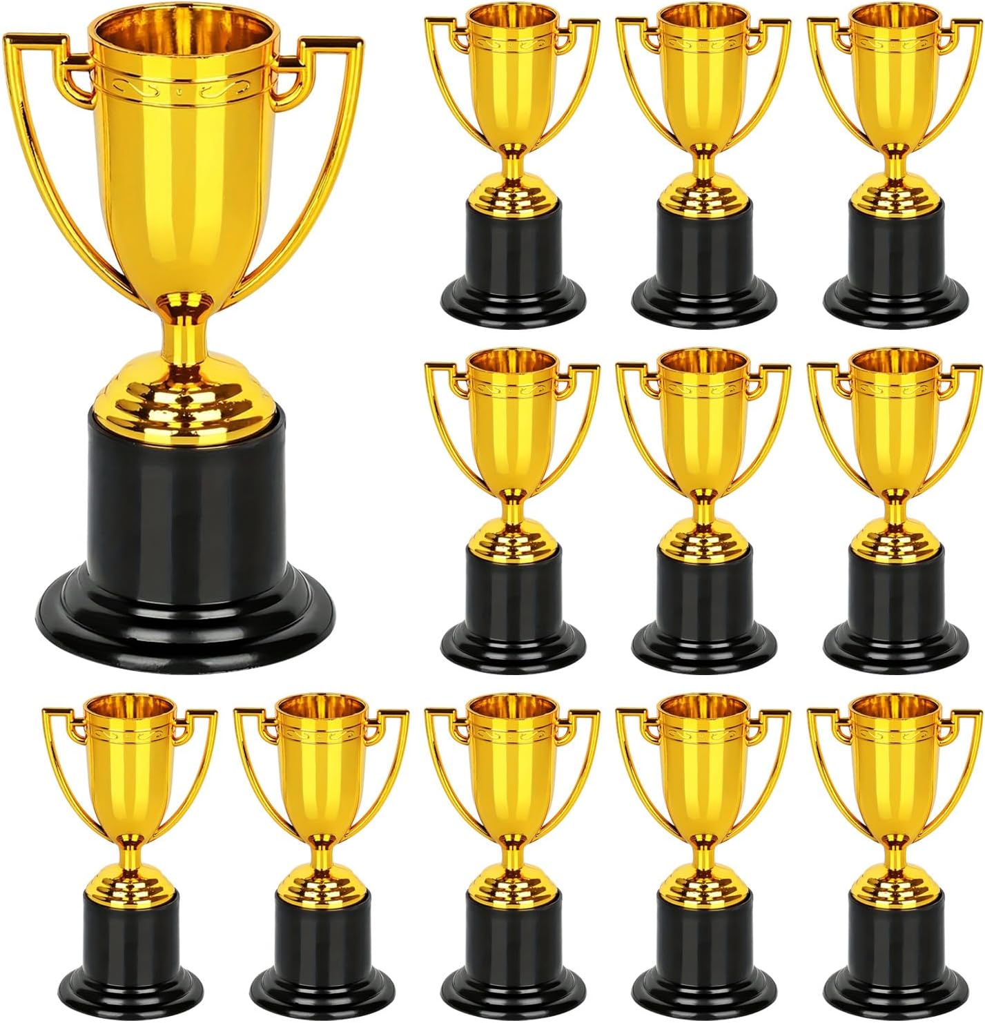 12 PCS Mini Gold Trophies, Winner Gold Achievement Trophies, Golden Award Trophy Cups for Sports Day Or School Matches