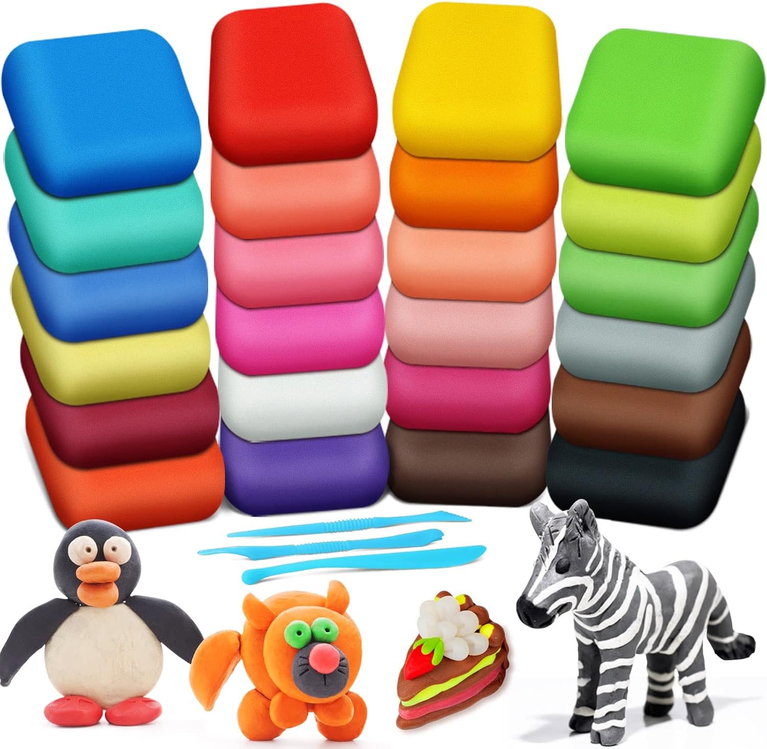 ESSENSON Magic Clay - Air Dry Clay 24 Colors, Modeling Clay for Kids with Tools, Toys Gifts for Age 3 4 5 6 7 8+ Years Old Boys Girls Kids