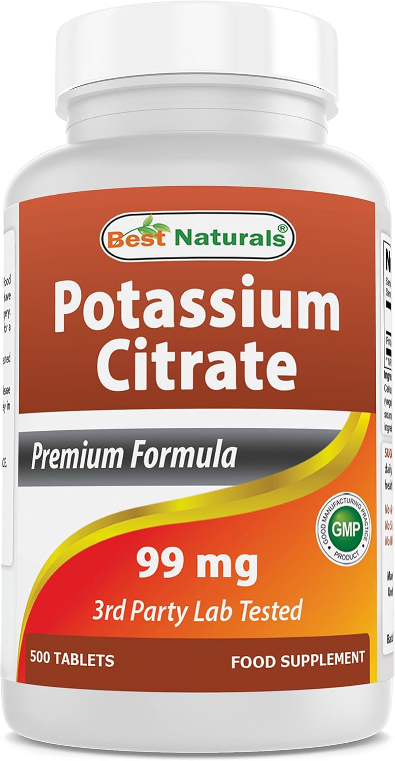 Best Naturals Potassium Citrate 99mg 500 Tablets - 3rd Party Lab Tested