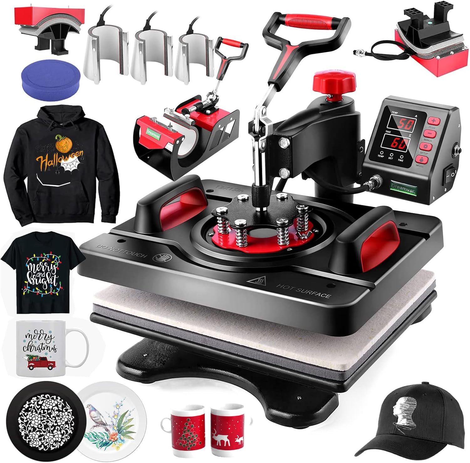 AKEYDIY Professional 8 in 1 Heat Press Machine Sublimation Machine 12" X 15" Shirt Press Machine 360° Swing Away - Industrial-Quality Digital Sublimation Heat Press Machine for T Shirt Mug Hat Plate