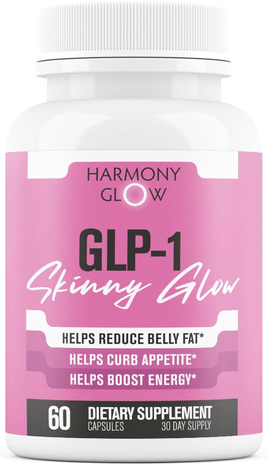 Harmony Glow GLP-1 Skinny Glow | Weight Loss Pills & Appetite Suppressant for Women to Lose Weight | Increase Energy, Focus, Motivation | 3rd Party Tested Formula - 60 Capsules for Adults