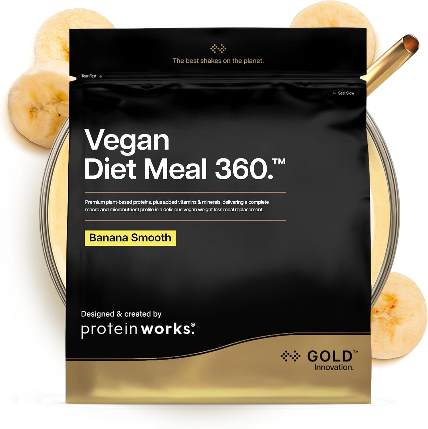 Protein Works | Vegan Diet Meal 360 - Gold, Banana Smooth, 15 Meals, 1kg