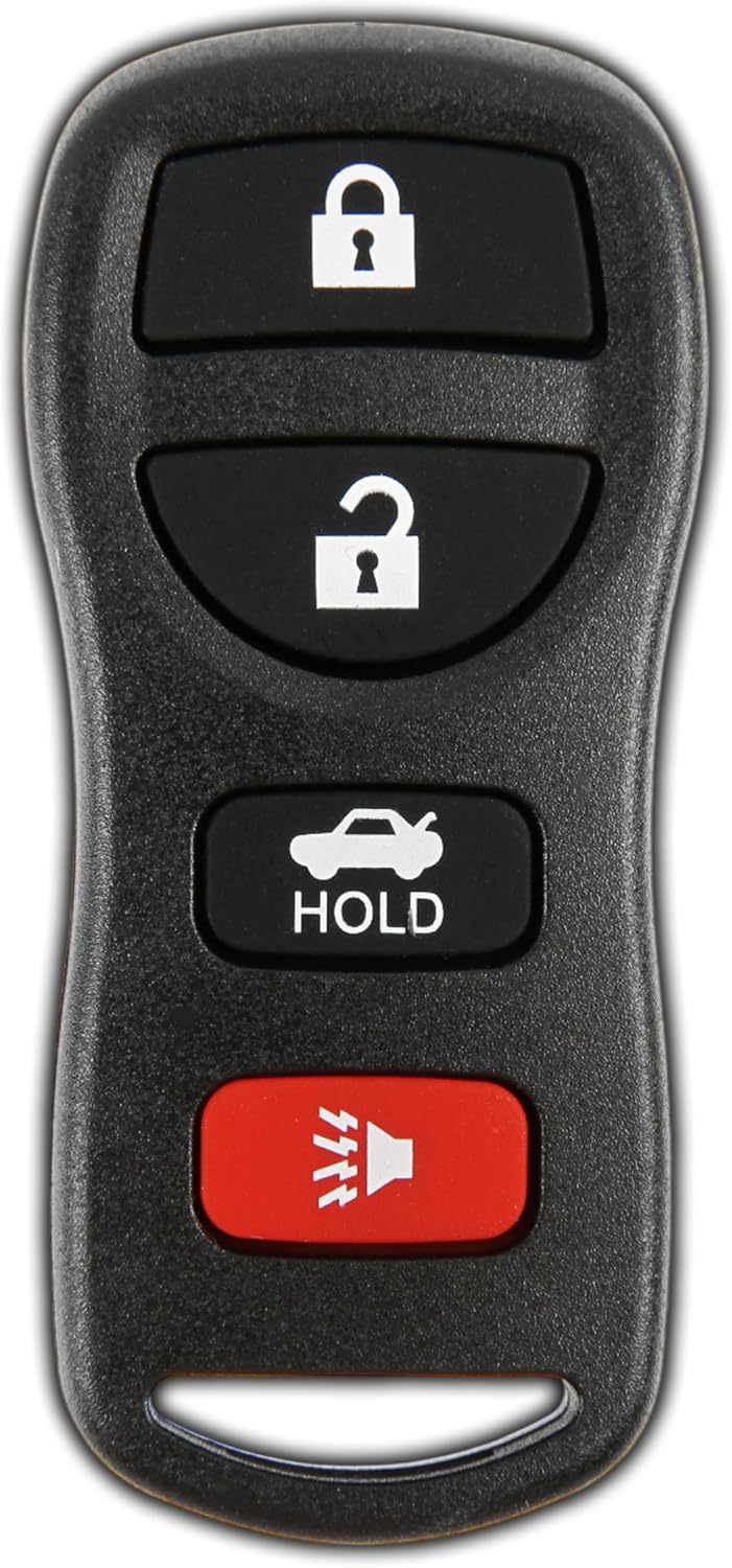 KeylessOption Key Fob for 2002 2003 2004 2005 2006 2007 2008 2009 2010 2011 2012 2013 2014 2015 2016 2017 Nissan Altima Maxima Sentra Infiniti Remote, 4-Button KBRASTU15, Programming Guide Included