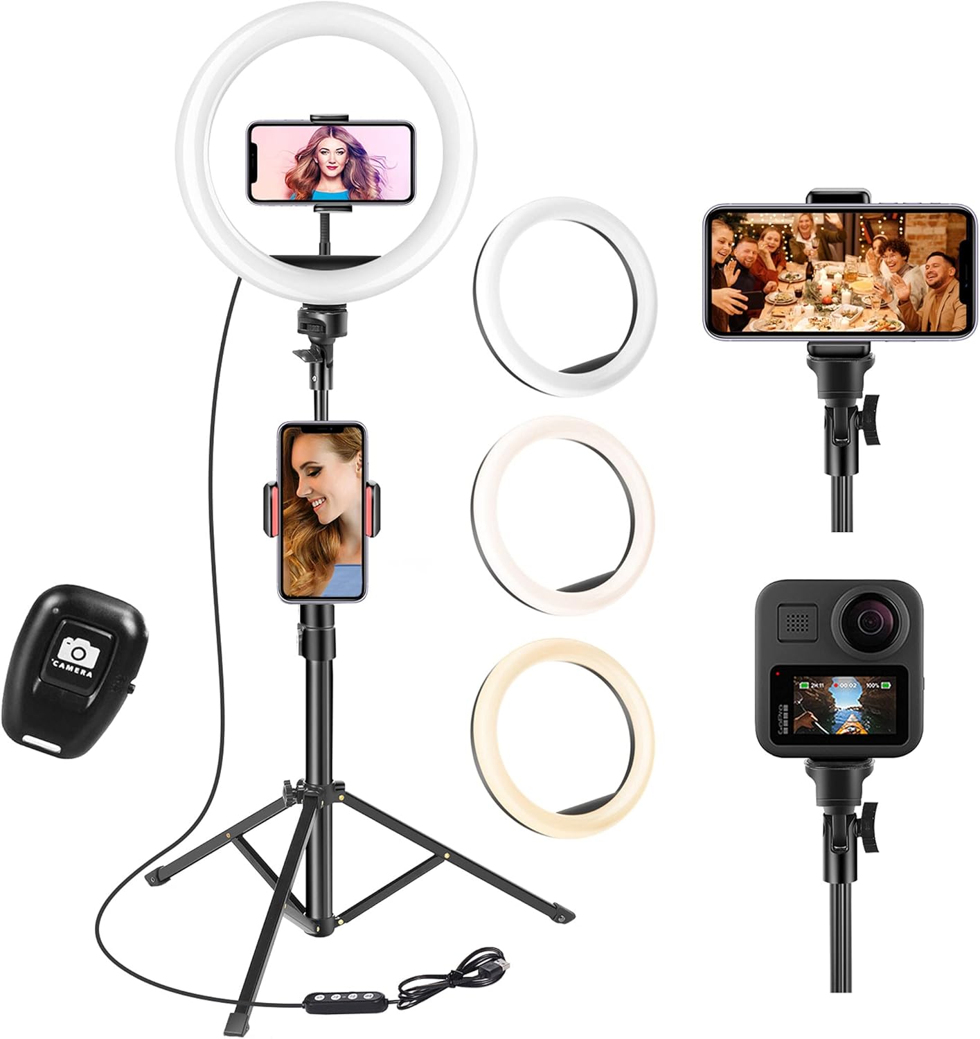 UPhitnis 10" Ring Light with Tripod Stand & Phone Holder, Selfie Ring Light with 63" Tripod Stand with 3 Light Modes & 10 Brightness Level for YouTube/Instagram/Video/Photography/Live Streaming…