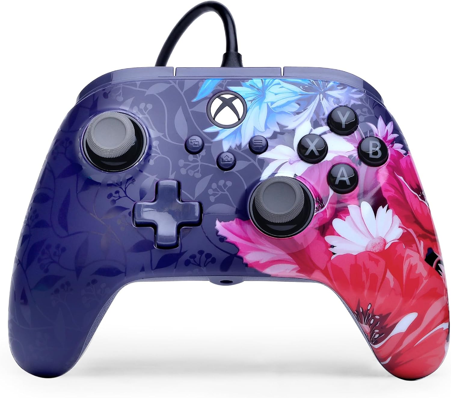PowerA Advantage Plus Wired Controller for Xbox Series X|S - Night Blossom, officially licensed, adjustable height thumbsticks, hall effect, mappable buttons, works with Xbox One and Windows 10/11 PC