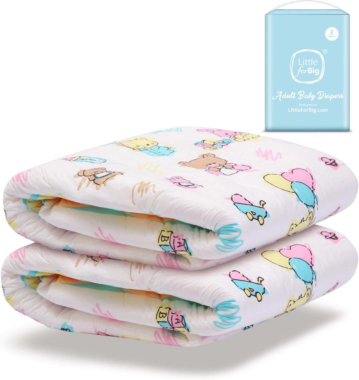 LittleForBig Adult Printed Diaper 2 Pieces - Baby Cuties (Medium 71-96 cm)