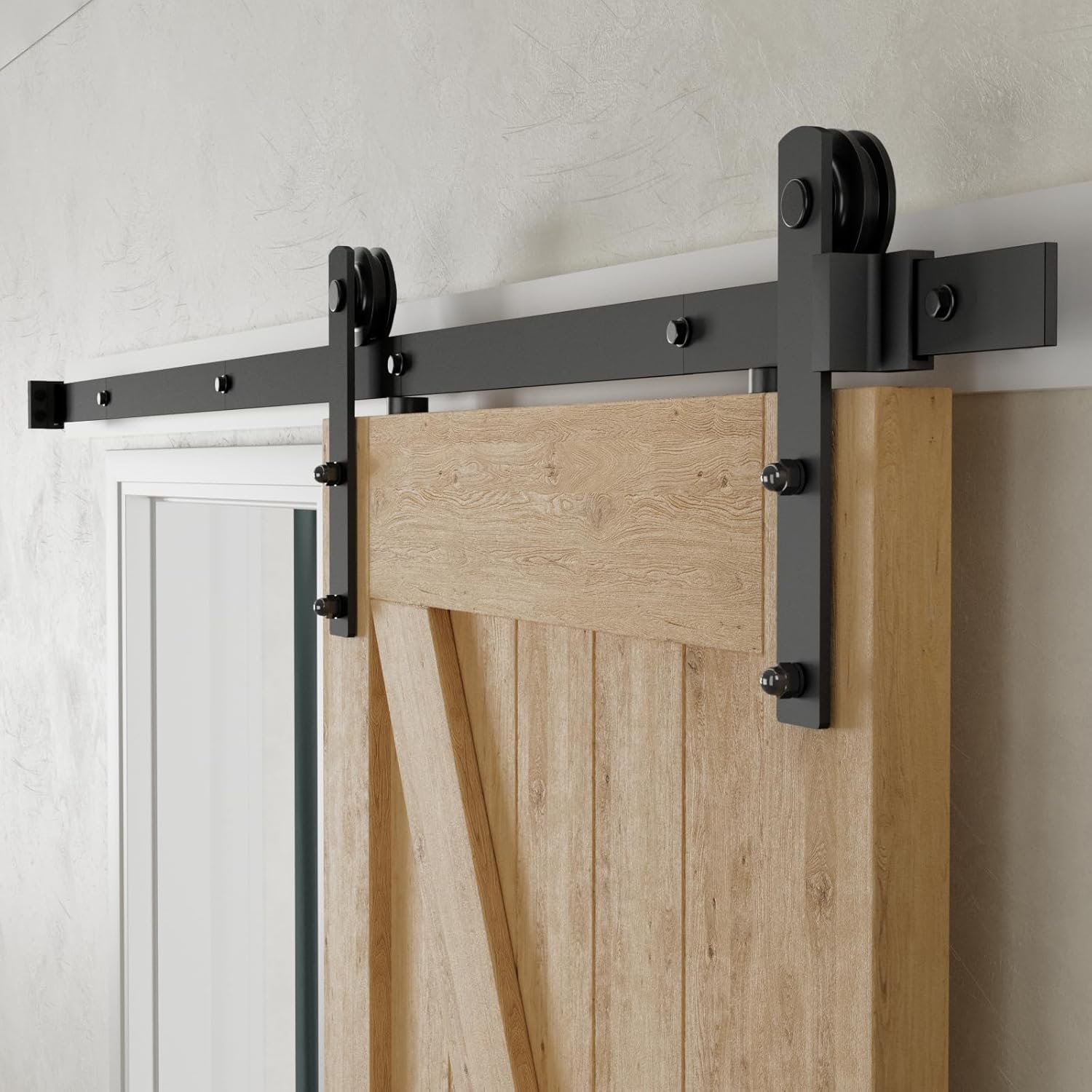 6.6 Feet Heavy Duty Sturdy Sliding Barn Door Hardware Kit -Smoothly and Quietly -Easy to Install Fit 36"-40 Wide Door Panel (I Shape Hanger)