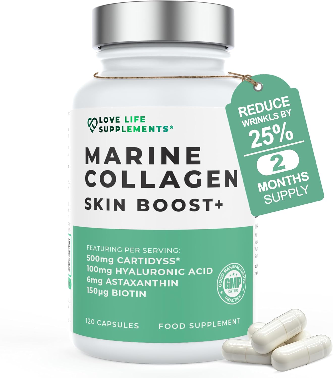 Marine Collagen Skin Boost+ Astaxanthin & Hyaluronic Acid, 120 Capsules