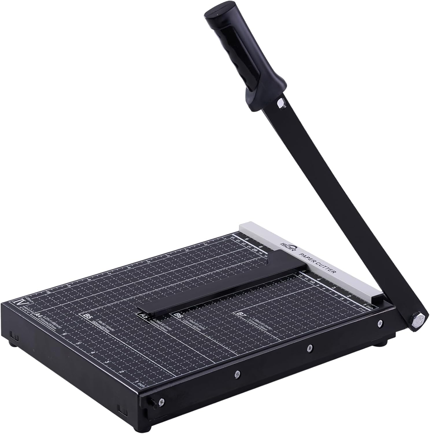 ISDIR 12-Inch Guillotine Paper Cutter, 12 Sheet Capacity, Blade Lock & Magnetic Guide, Heavy-Duty Metal Base for Precision Cutting of Cardstock, Photos, and Crafts - Ideal for Home & Office