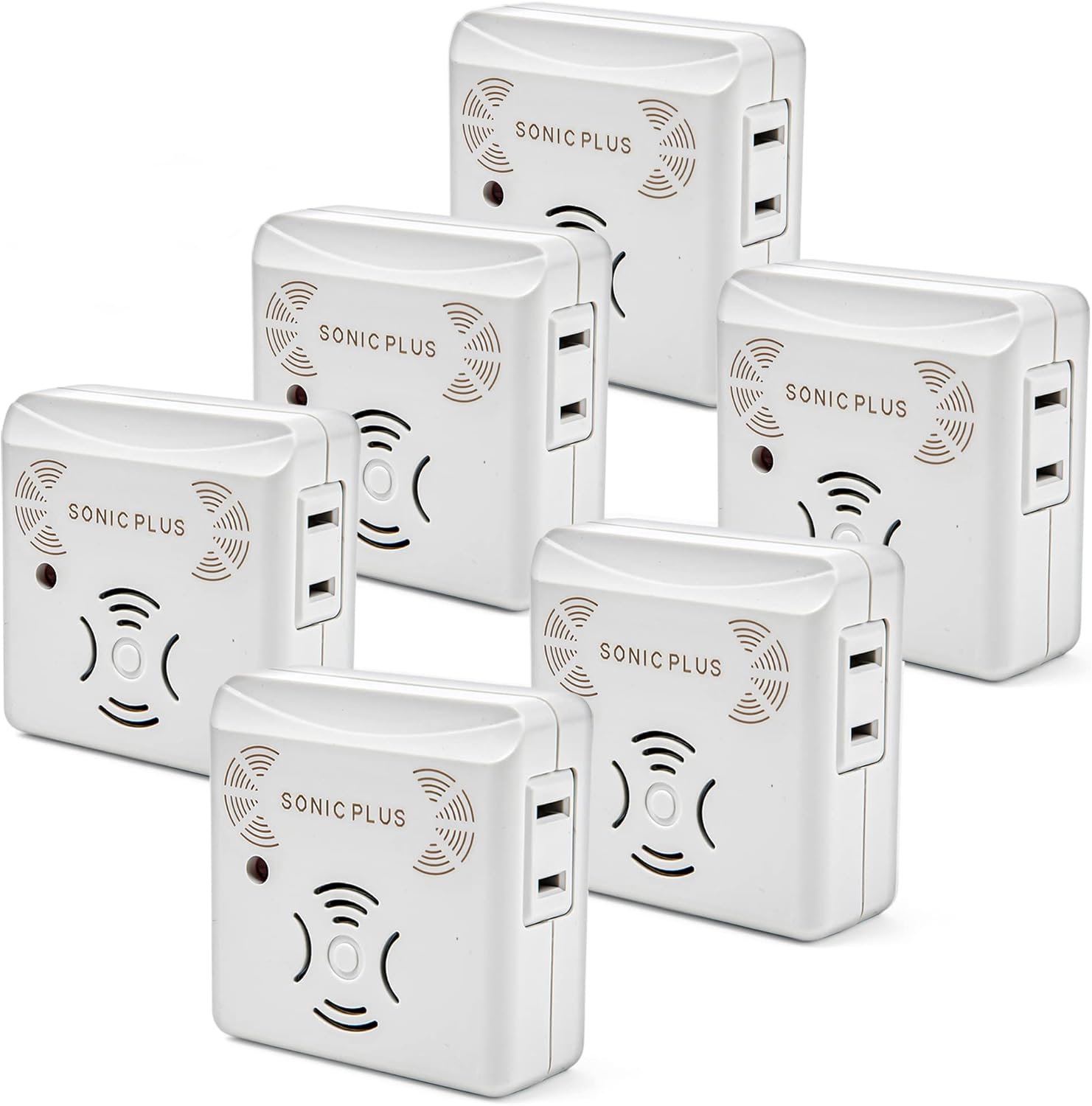 Riddex Sonic Plus Ultrasonic Pest Repeller, Plugs in with extra Outlets Indoor Use - Insect Repellent - Bug Repellents for Home Defense - Protect Against Rodents & Insects, Chemical Free(6 Pack White)