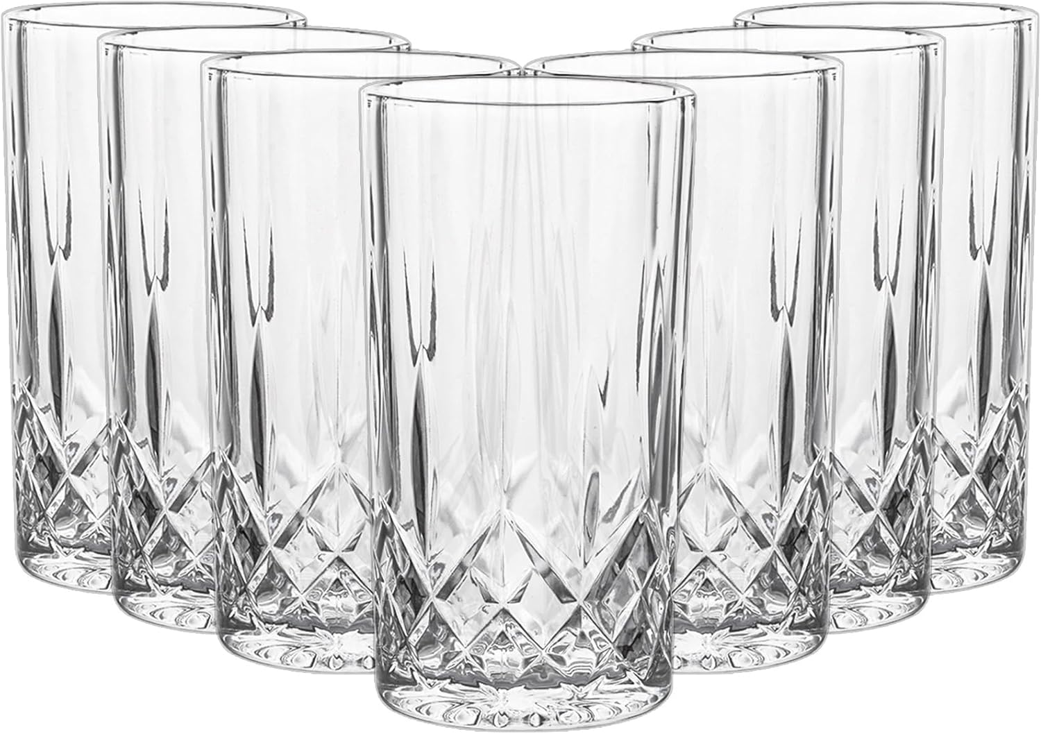 GBACHOOSE Set of 12 Highball Tall Drink Glasses, 300ml Crystal Glass Highball Glasses, Clear Hi Ball Tumbler Glass Perfect for Water, Cocktails, Juice