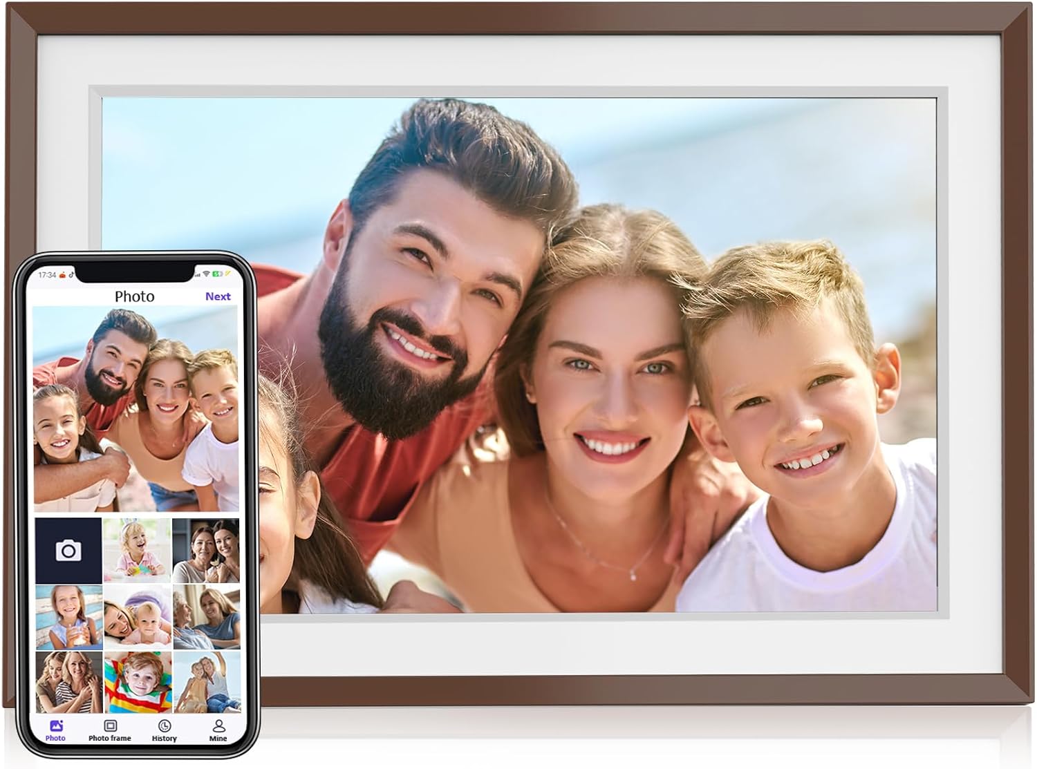 Digital Picture Frame, 10.1 Inch WiFi Digital Photo Frame, IPS HD Touch Screen Electronic Picture Frame, 16GB Storage, Slideshow, Easy to Share Photos and Video via Uhale Free APP, Gifts for Family