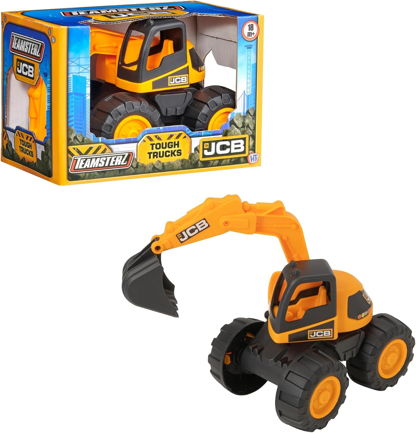 Teamsterz JCB 7-Inch Orange | JCB Construction Vehicle Toy | Indoor, Outdoor & Sandpit Play | Kids' Construction Trucks & Vehicles | Play Figures for Boys & Girls | Durable Toy for 18M+ (Excavator)