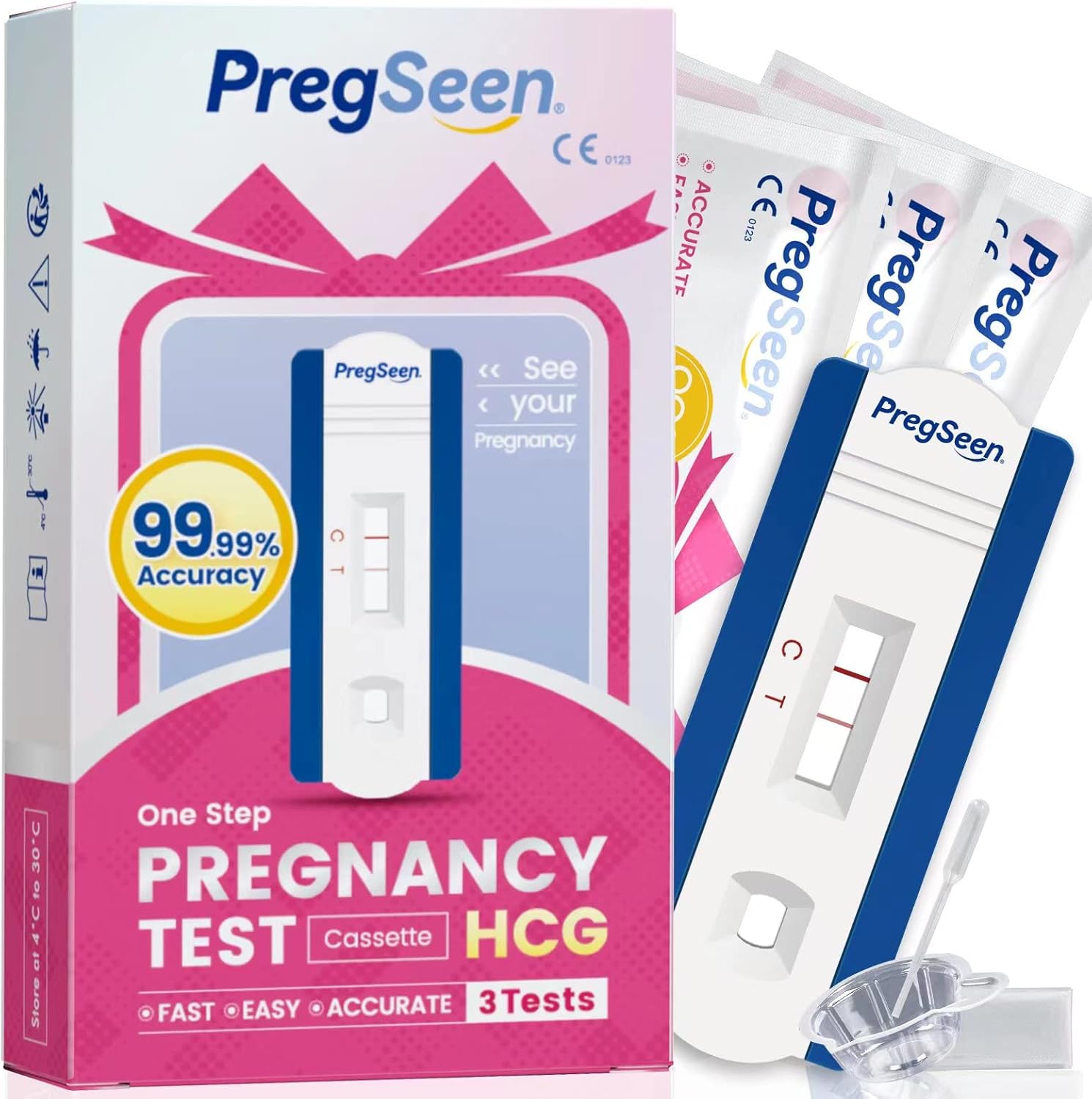 Pregnancy Tests Cassette - 3 Tests Early Home Pregnancy Test Kit 10 MIU/ml HCG Cassette Tests - 99.99% Accuracy & Rapid Clear - Help Ease Your Mind up to 6 Days Before Expected Period
